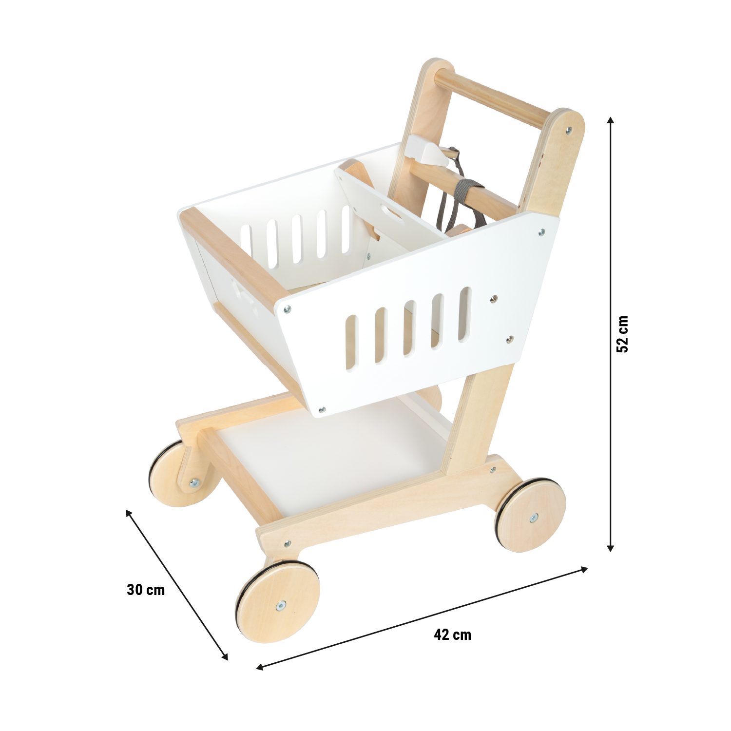 Kinderwagen, Holz, Puppenwagen, Weiß, Wickelkorb