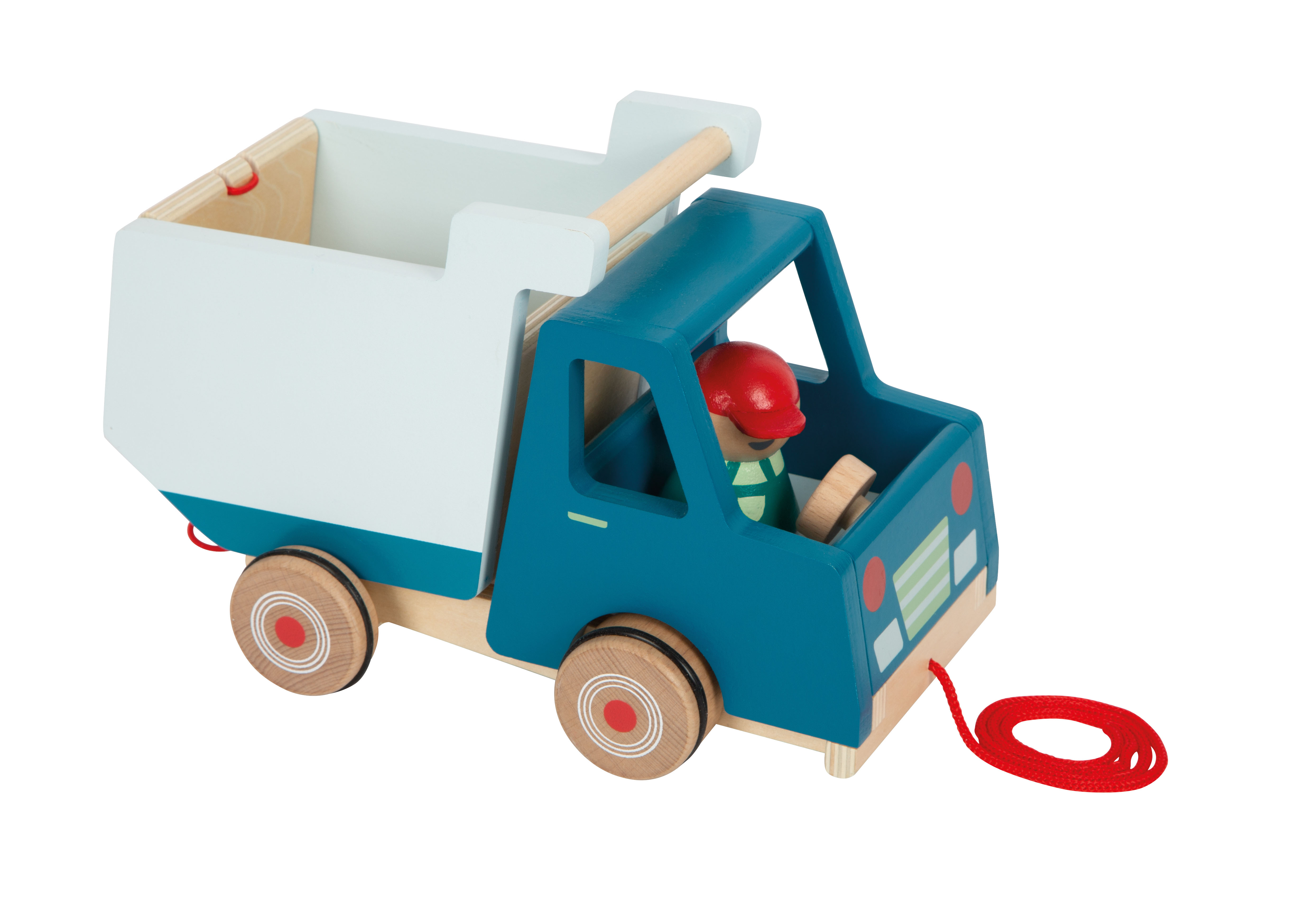 Blauer Spielzeug-Laster aus Holz für Kinder