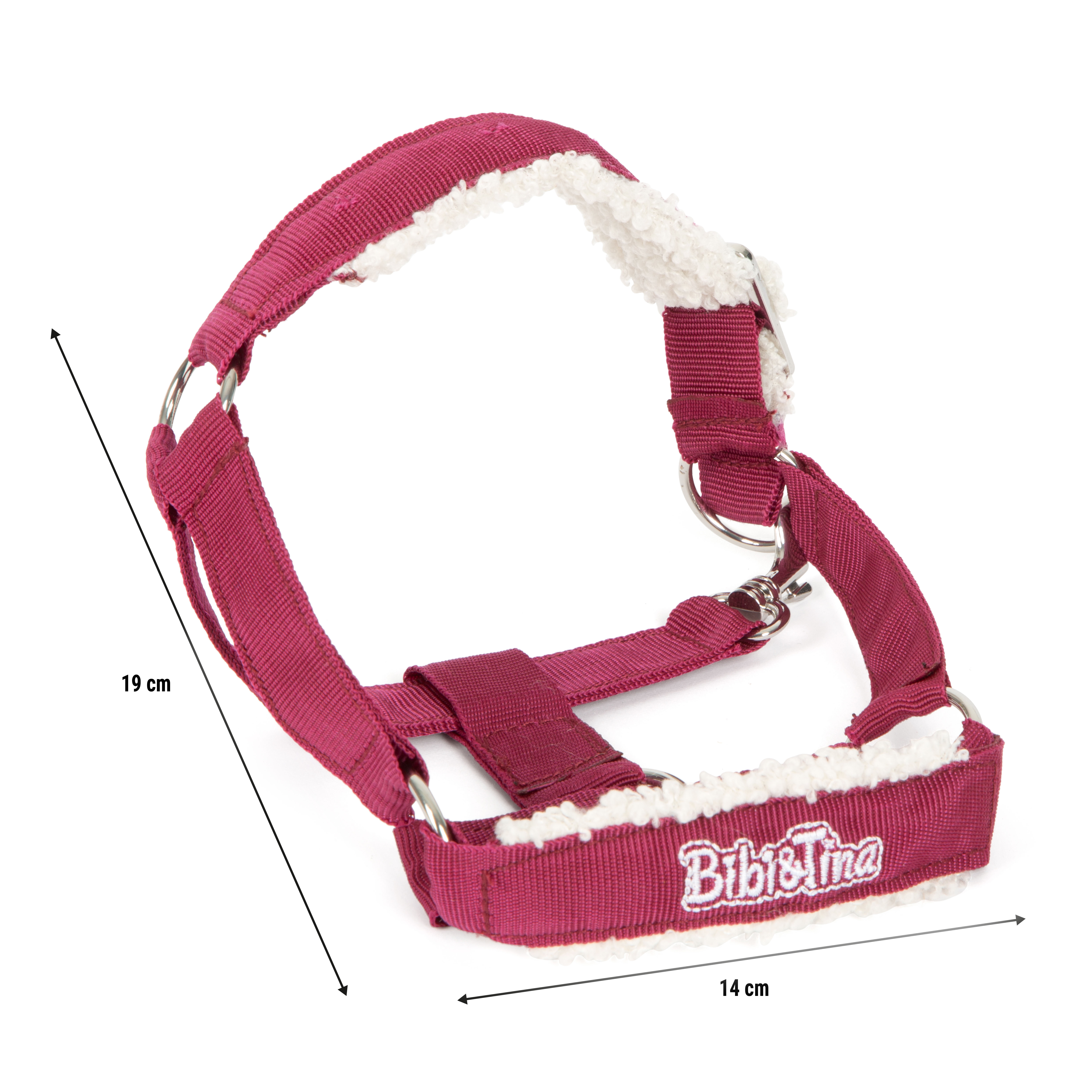 Maßstabsskizze vom pinken Bibi & Tina Hobby Horse Halfter