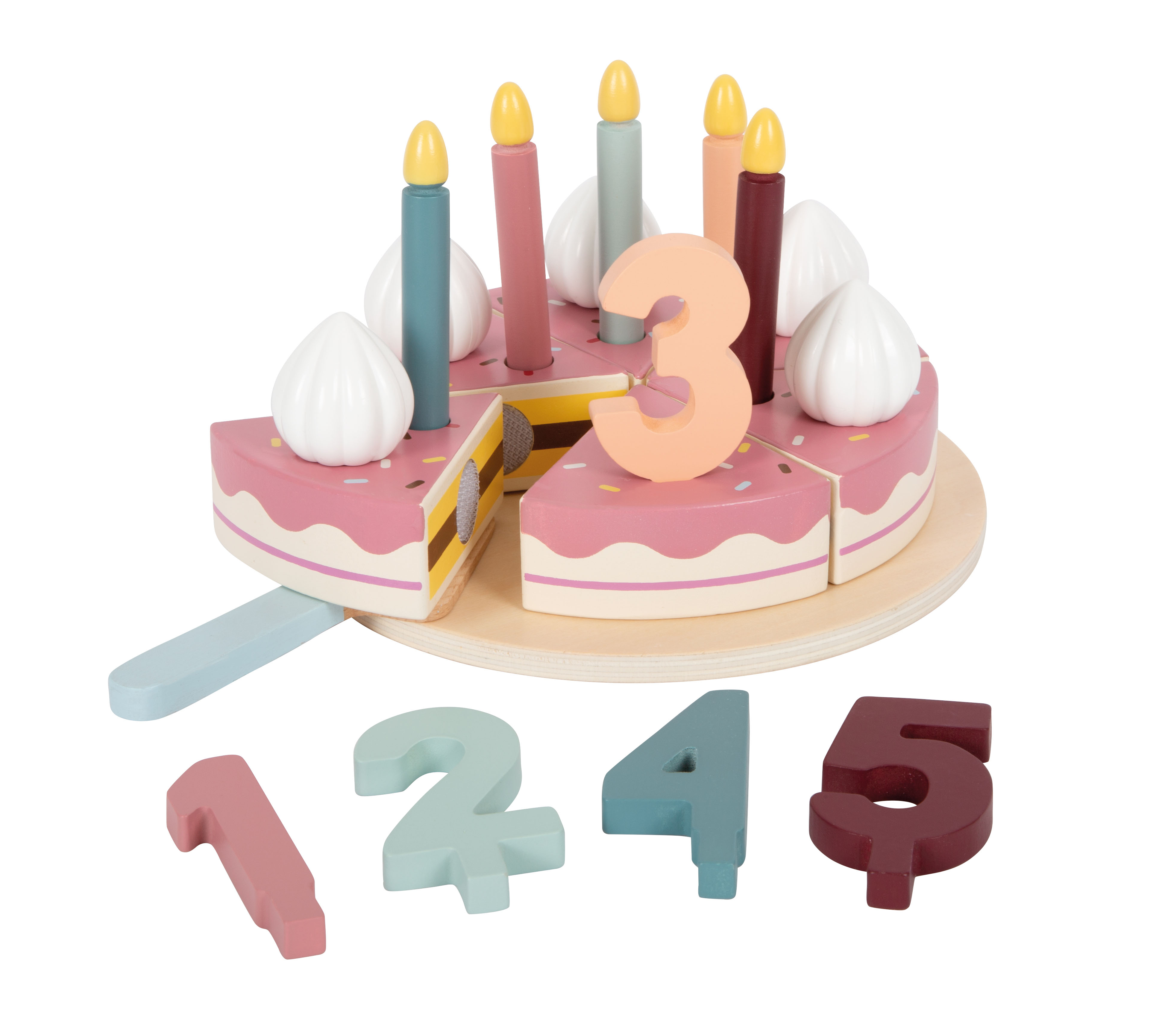 Geburtstagskuchen aus Holz für Kinder