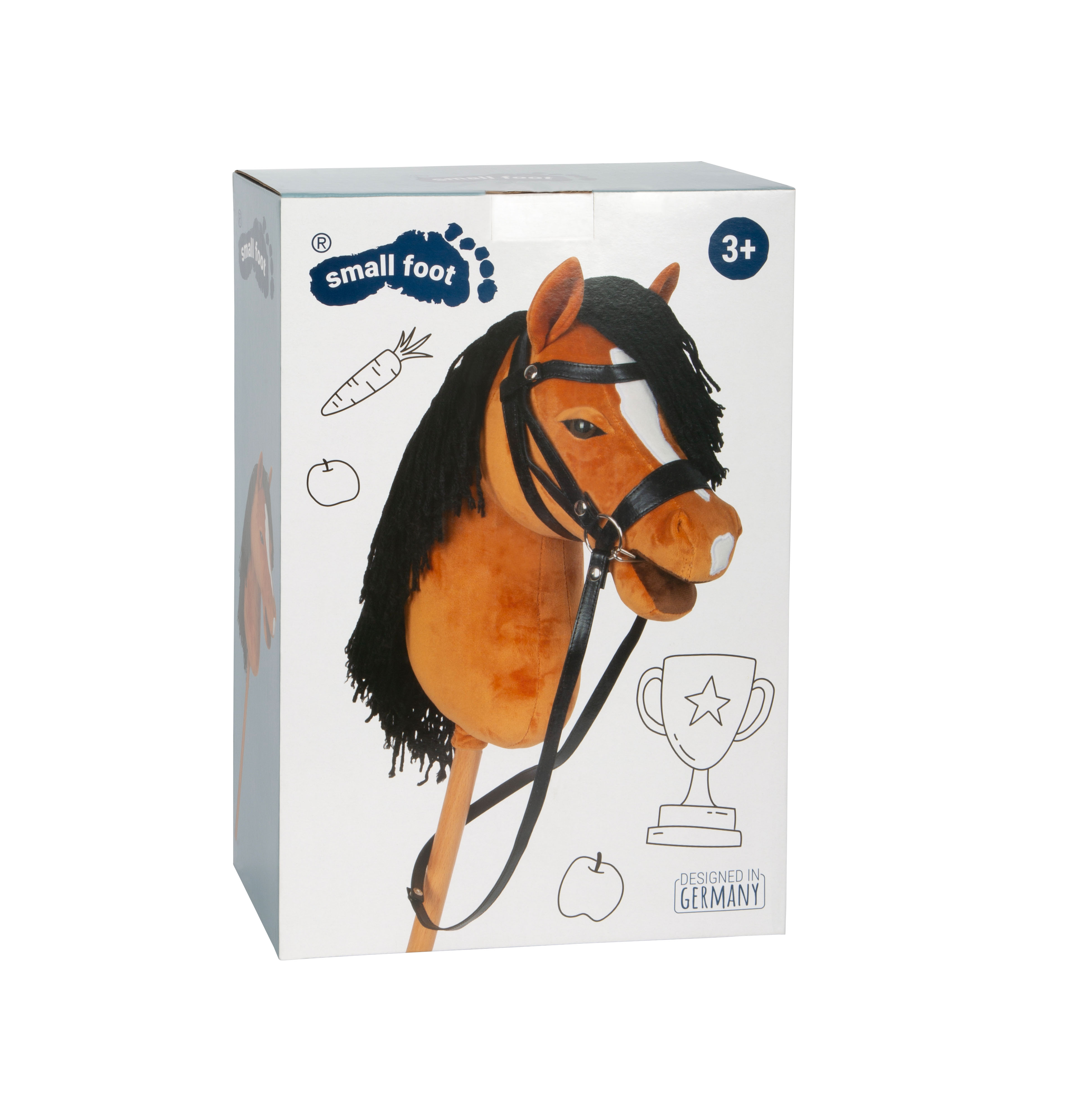 small foot Verpackung von braunem Plüsch-Hobby Horse