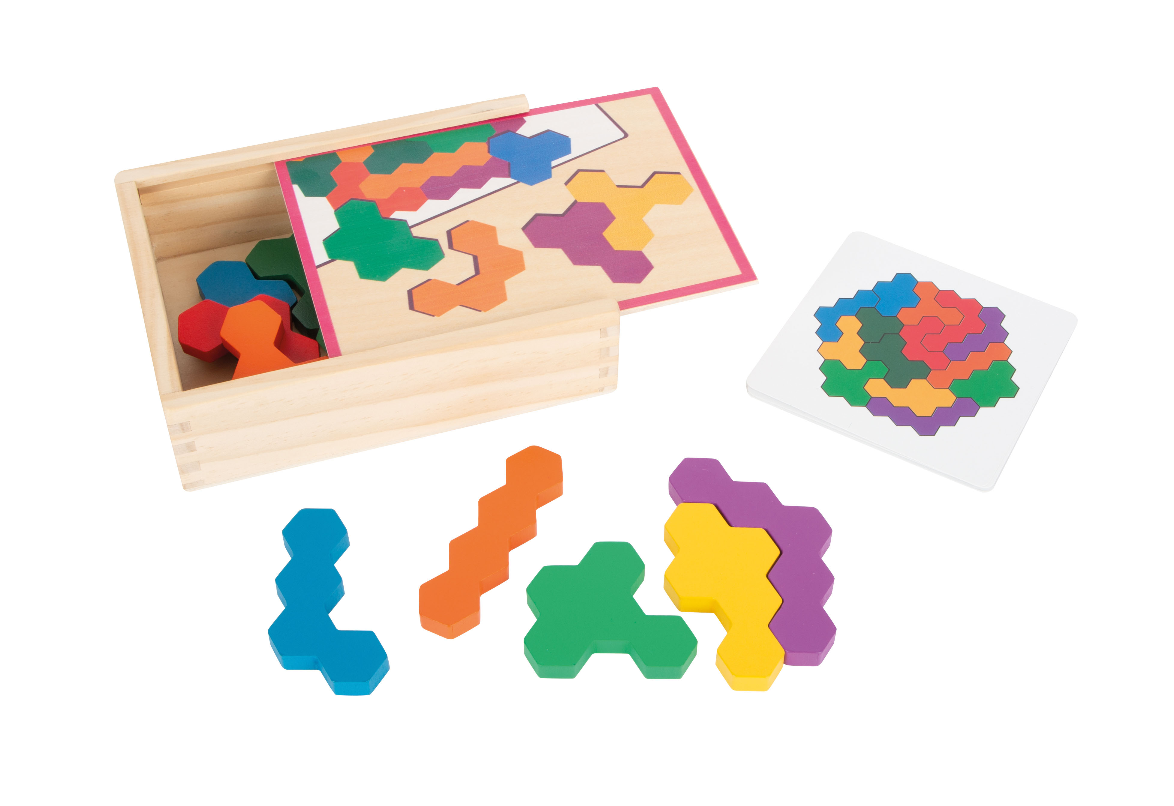 Lernspiel Holzpuzzle Hexagon für Kinder