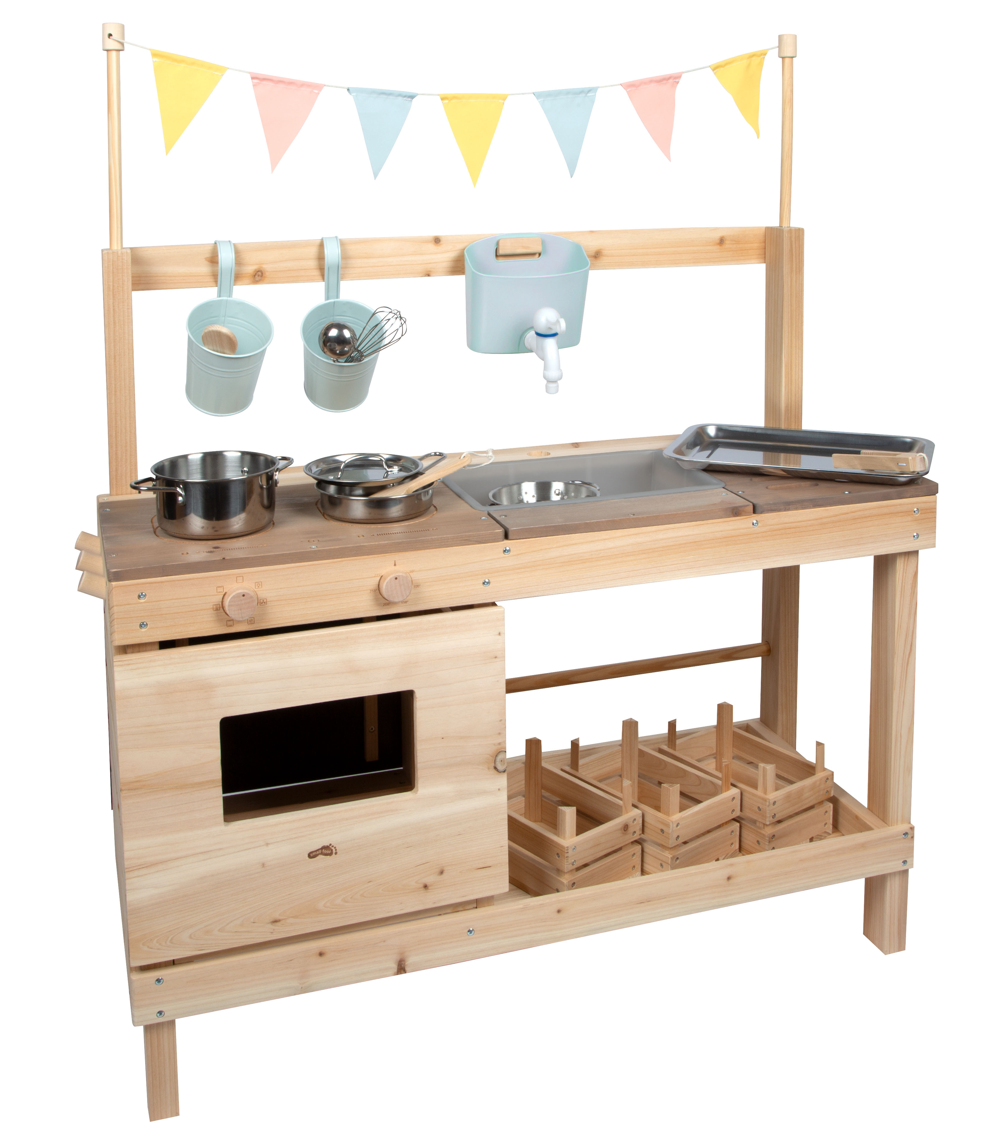 Matschküche aus Holz mit Zubehör