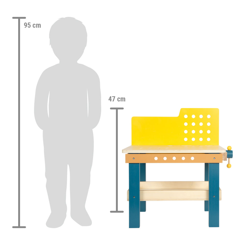 Maßstabsskizze von Kinder-Werkbank