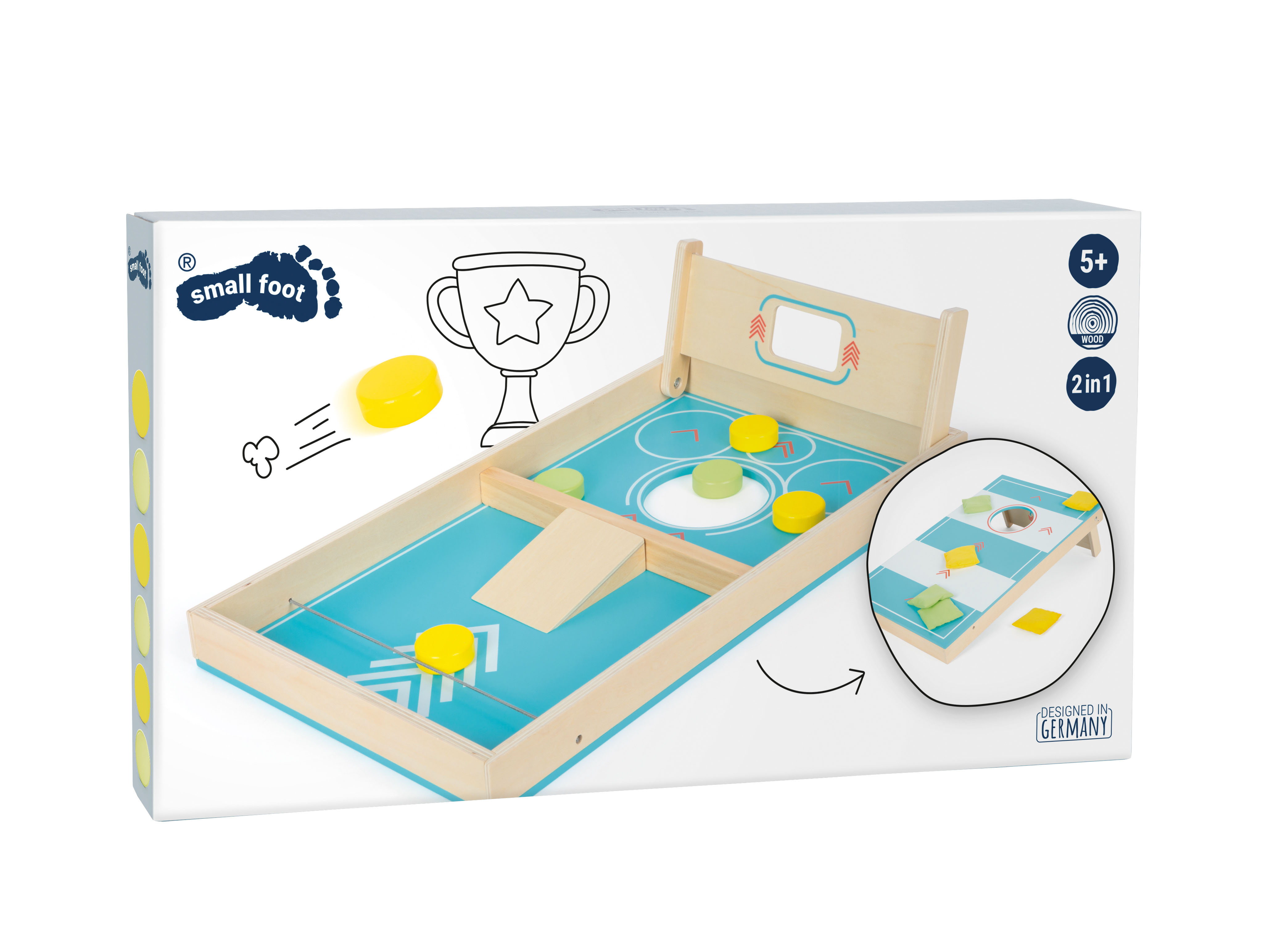 Verpackung vom 2-in-1 Wurfspiel aus Holz