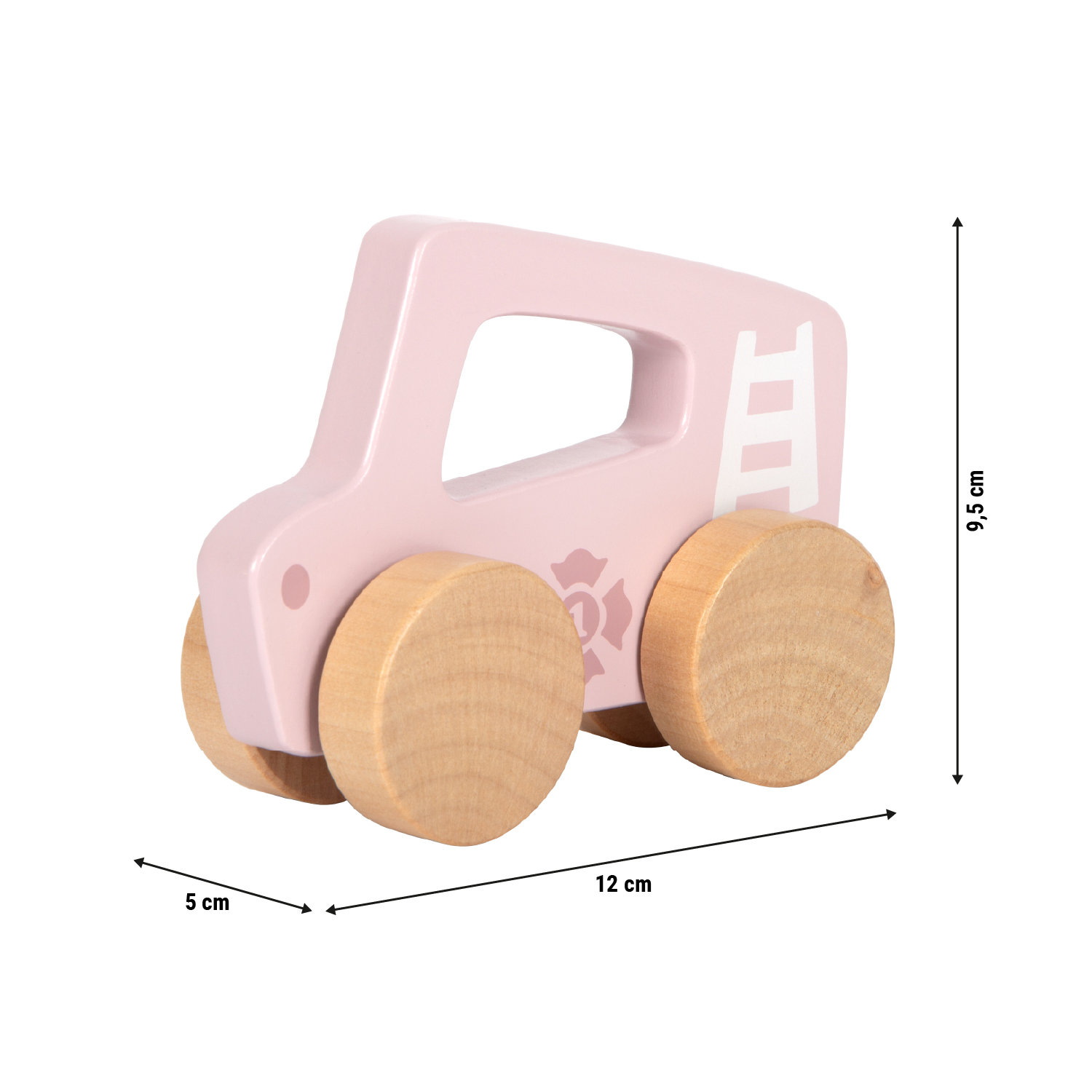 Schiebeauto rosa Größenskizze