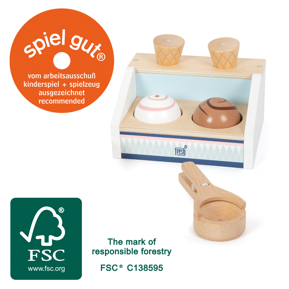 Spiel-Eisdiele aus Holz mit Eisportionierer