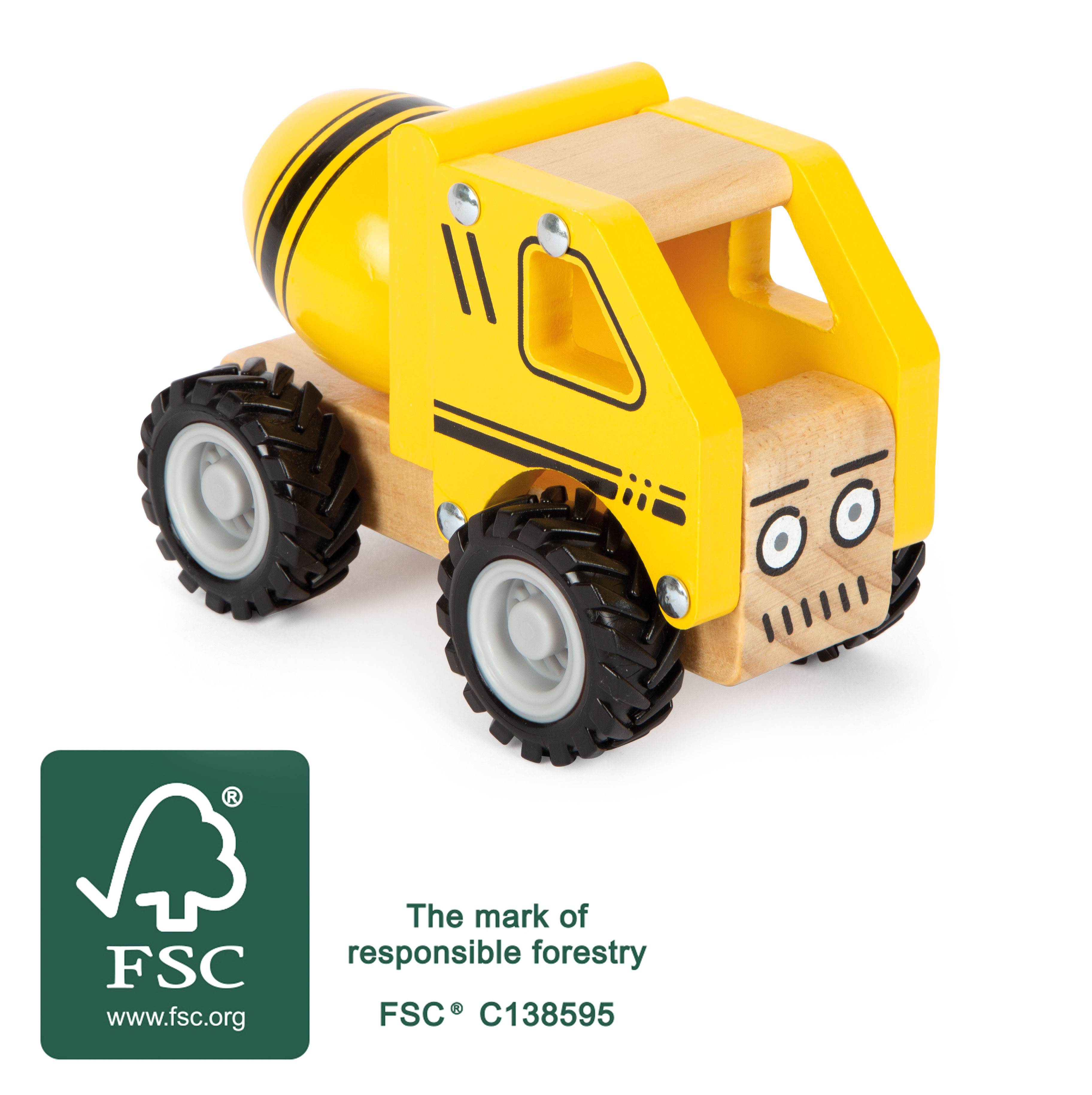 Holzspielzeug, Kleinjagdwagen, Gelb, Holzauto, FSC-Zertifikat