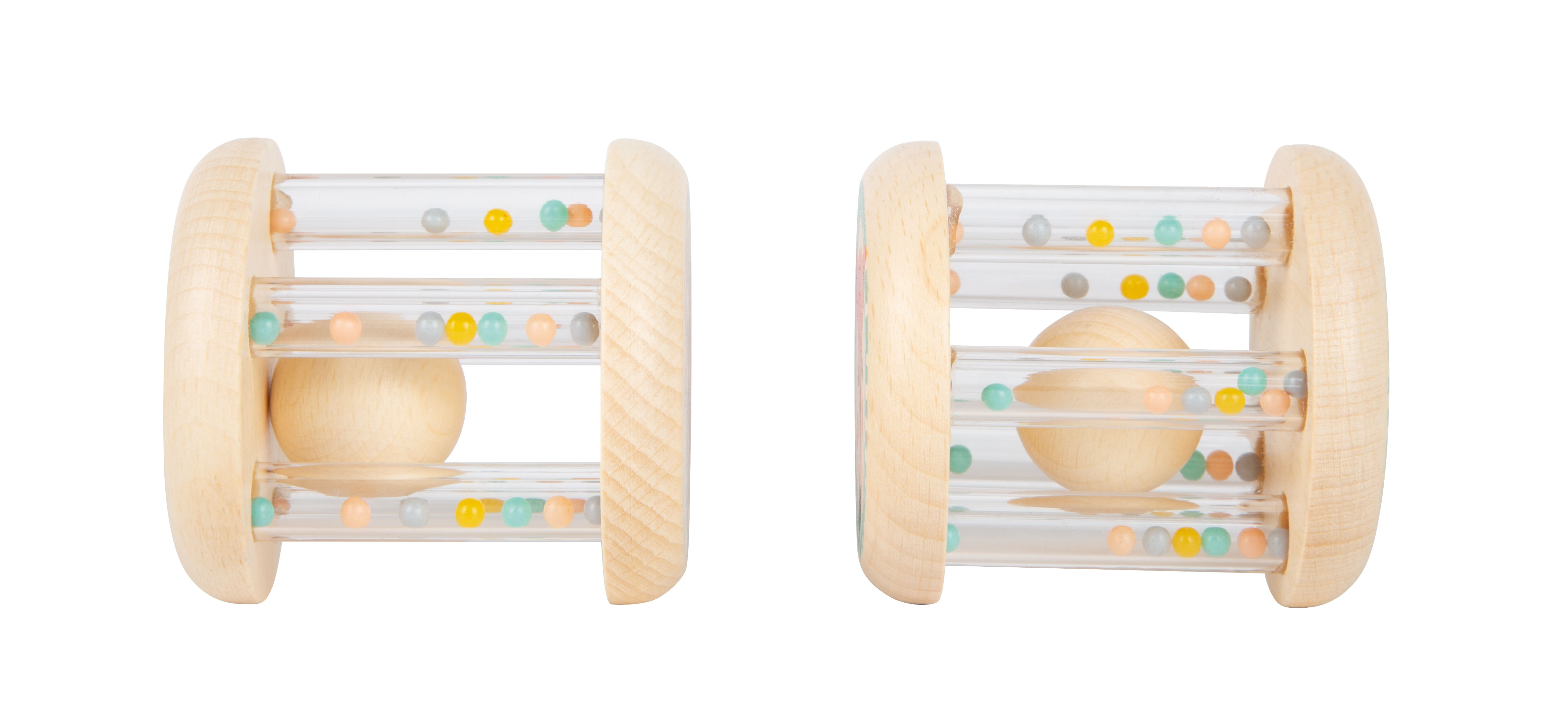 Rasselset mit bunten Perlen und innenliegender Holzkugel