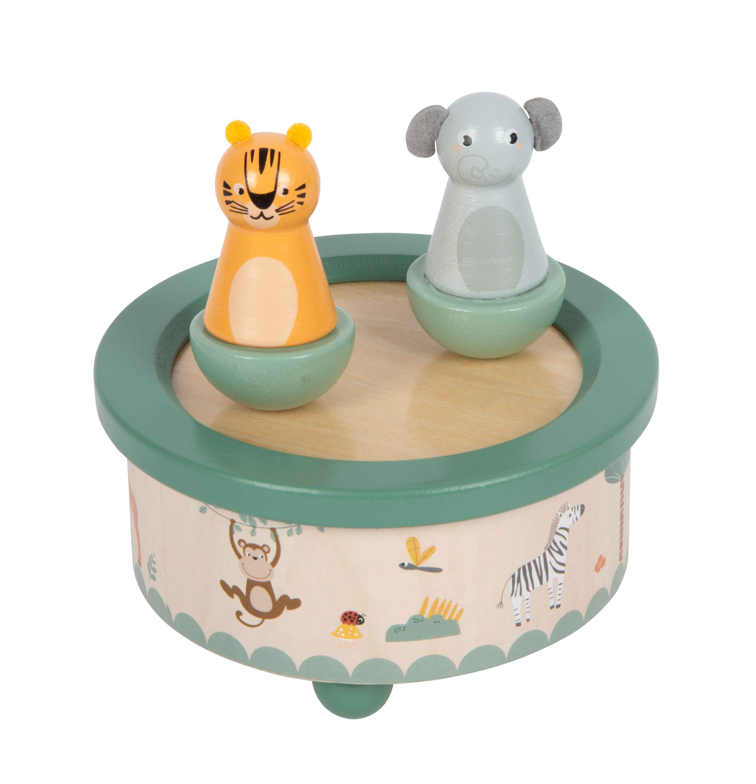 Safari-Spieluhr für Kinder mit Tiger und Elefant