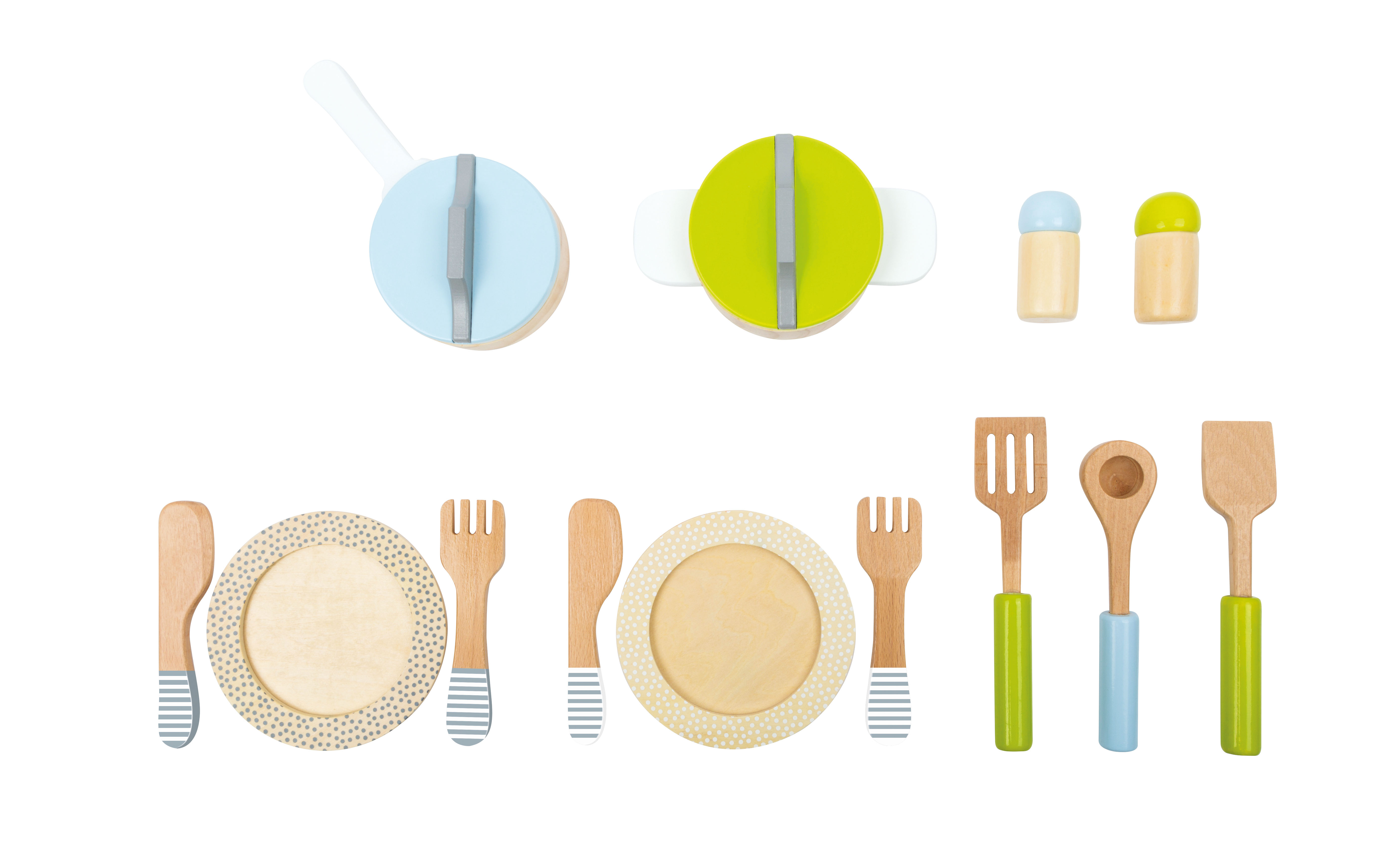 Spiel-Geschirr aus Holz für Kinder