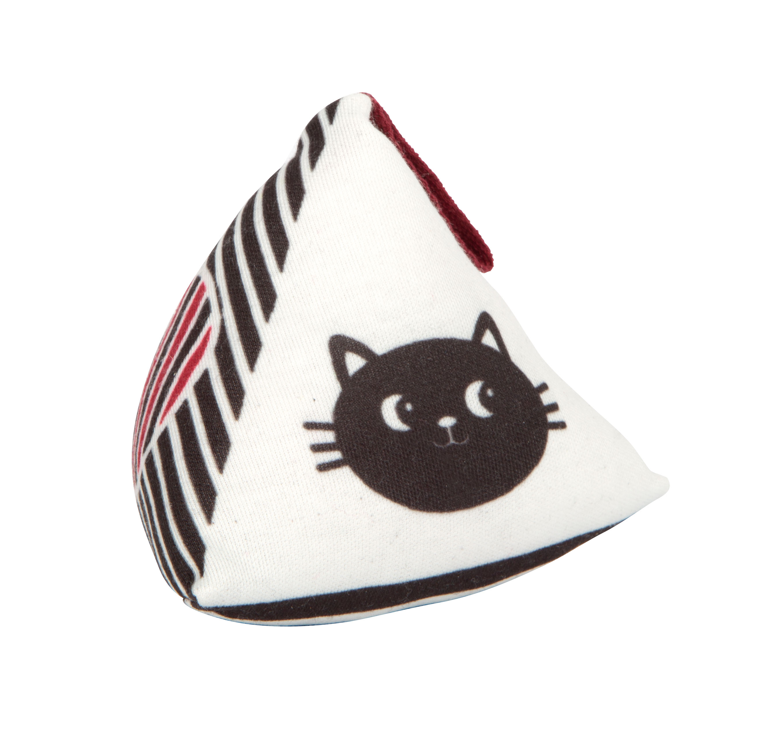 Kissen, Katze, Triangel, Weiß, Druck, kissen, katze, dreieckiges_kissen, textile, tiermuster, Kissen, Katzengesicht, Weißes Kissen, Kissenform, Pattern-Katze