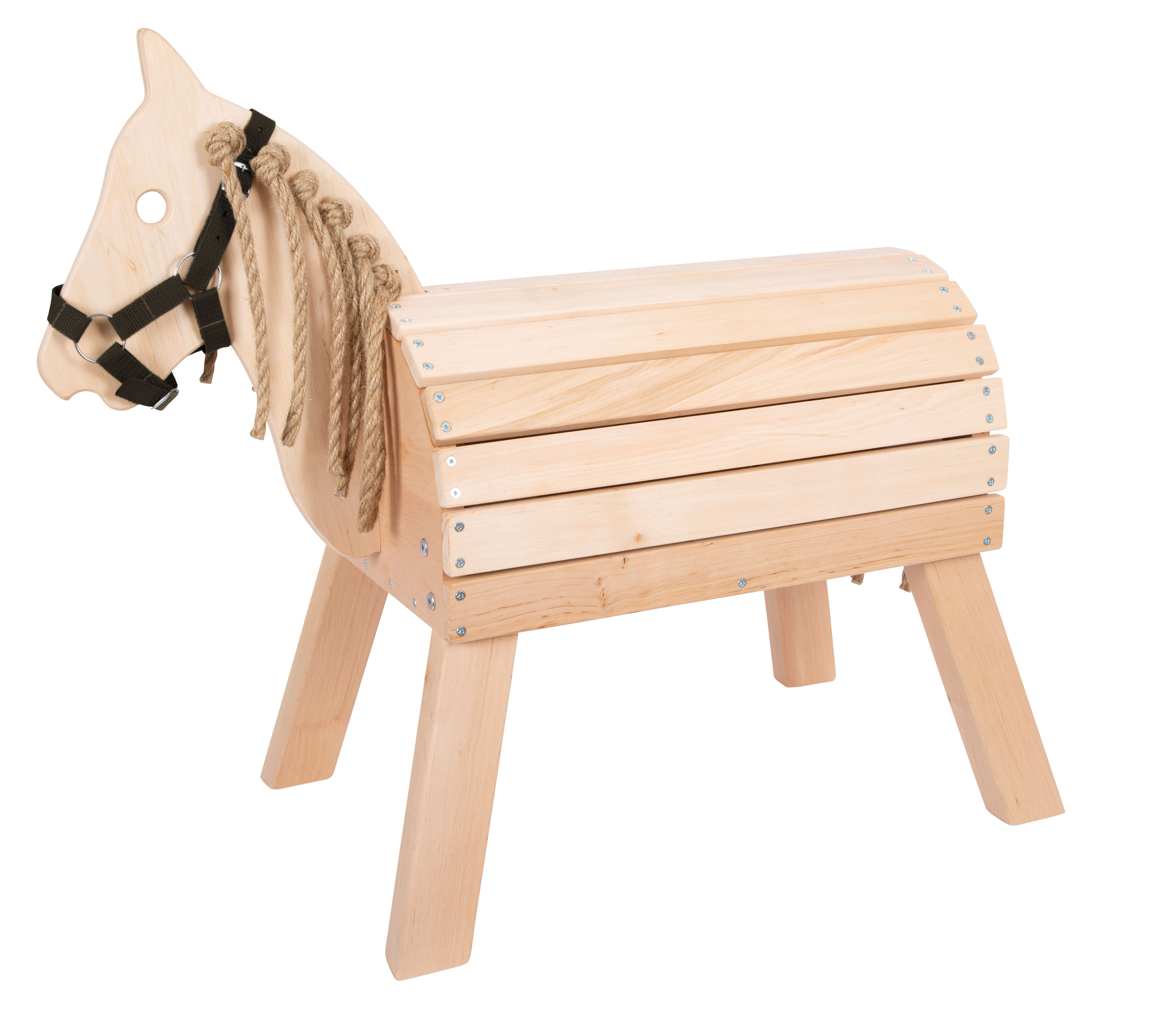 Outdoor-Reitpferd aus Holz für Kinder
