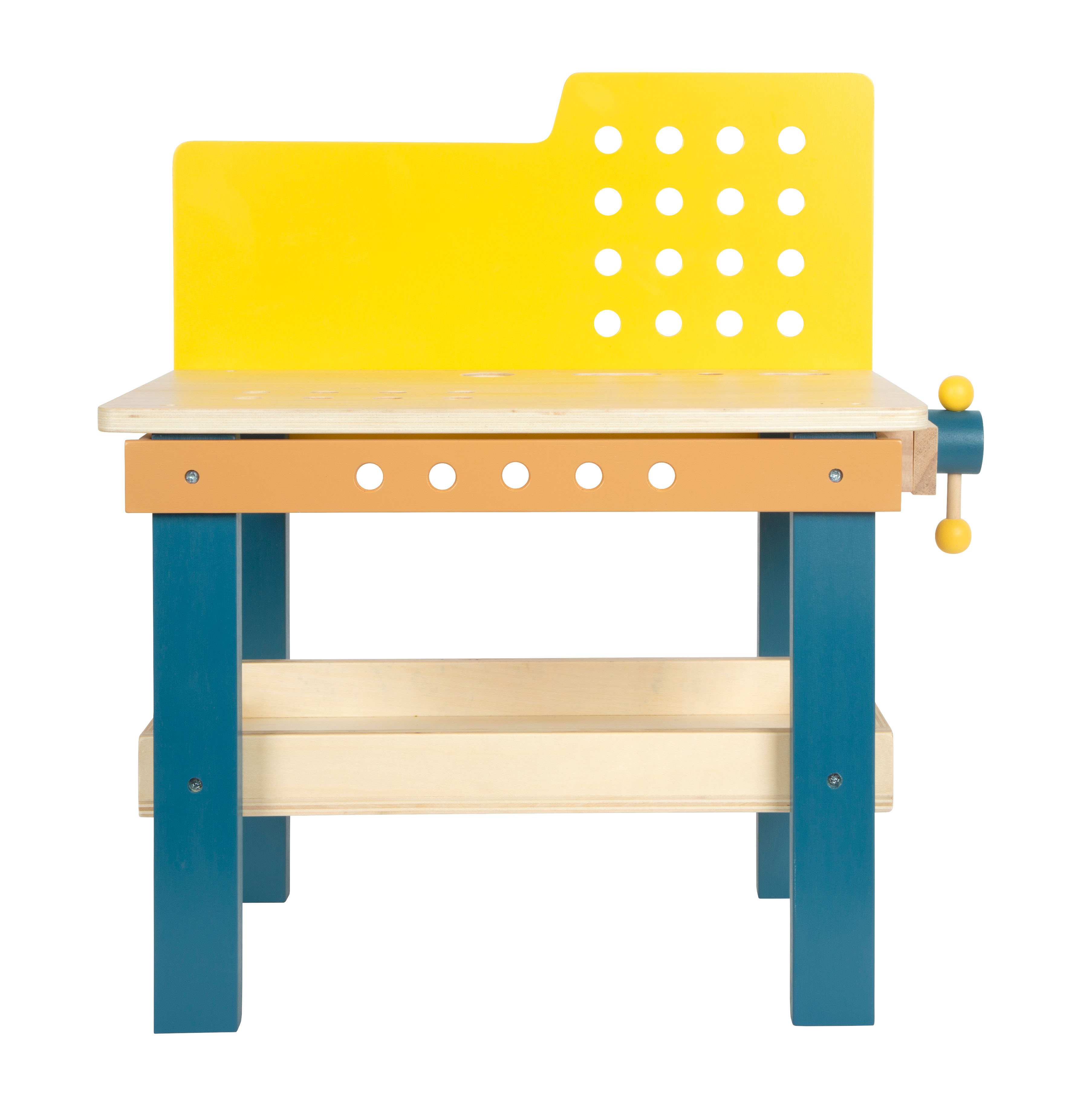 Bunte Kinder-Werkbank aus Holz