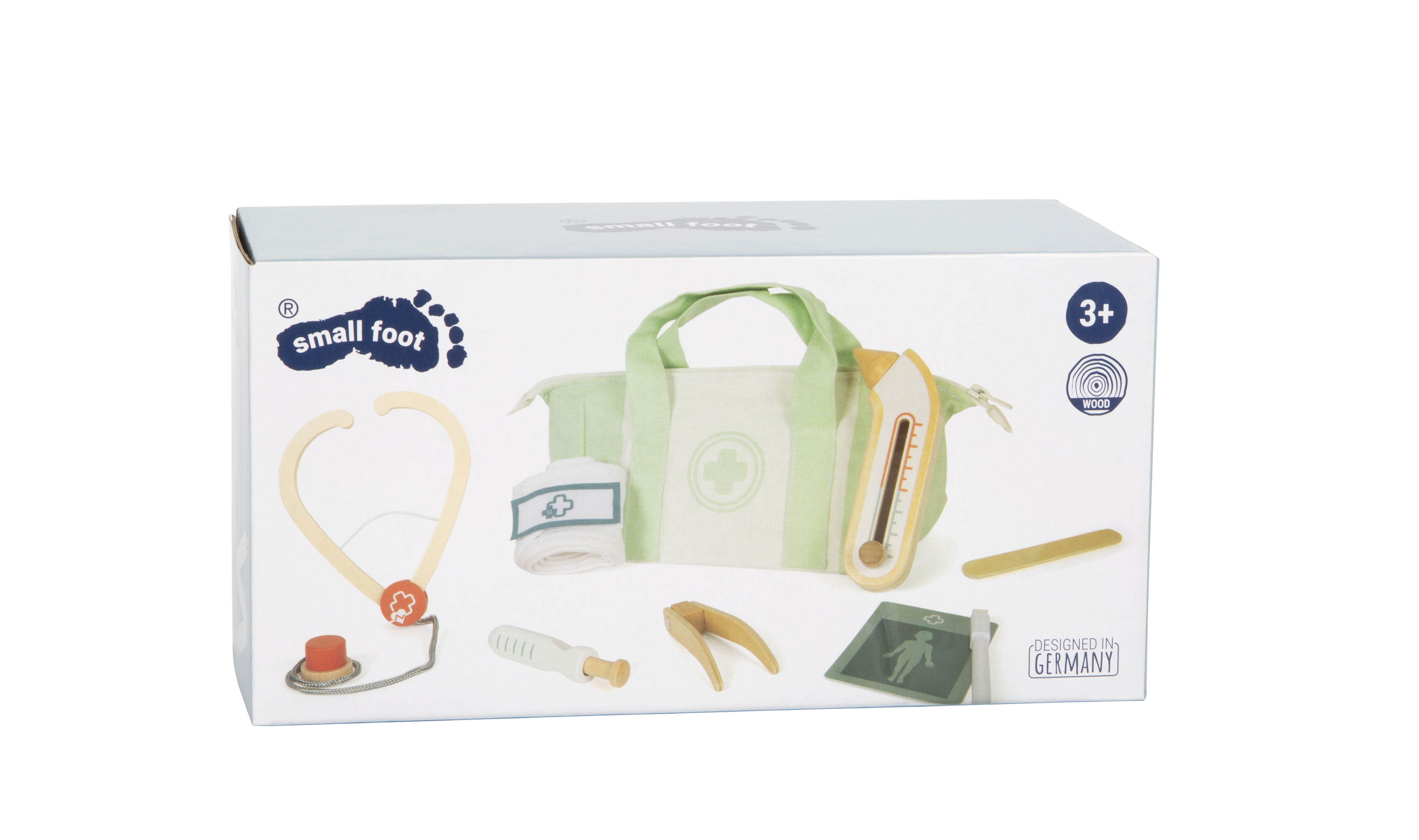 Arzttasche-Spielset salbeigrün in der Verpackung