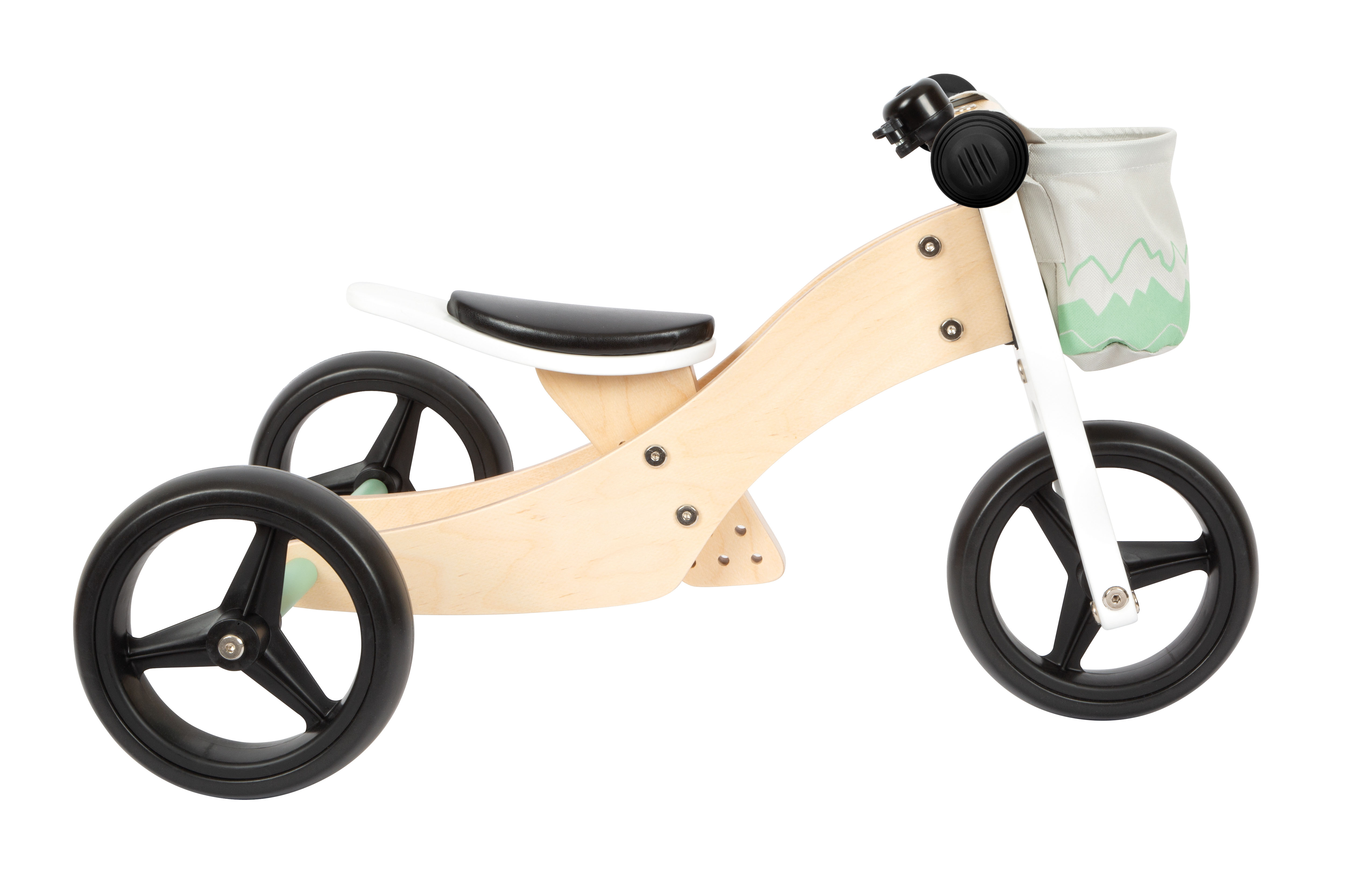 Kinder Trike aus Holz mit Lenkertasche