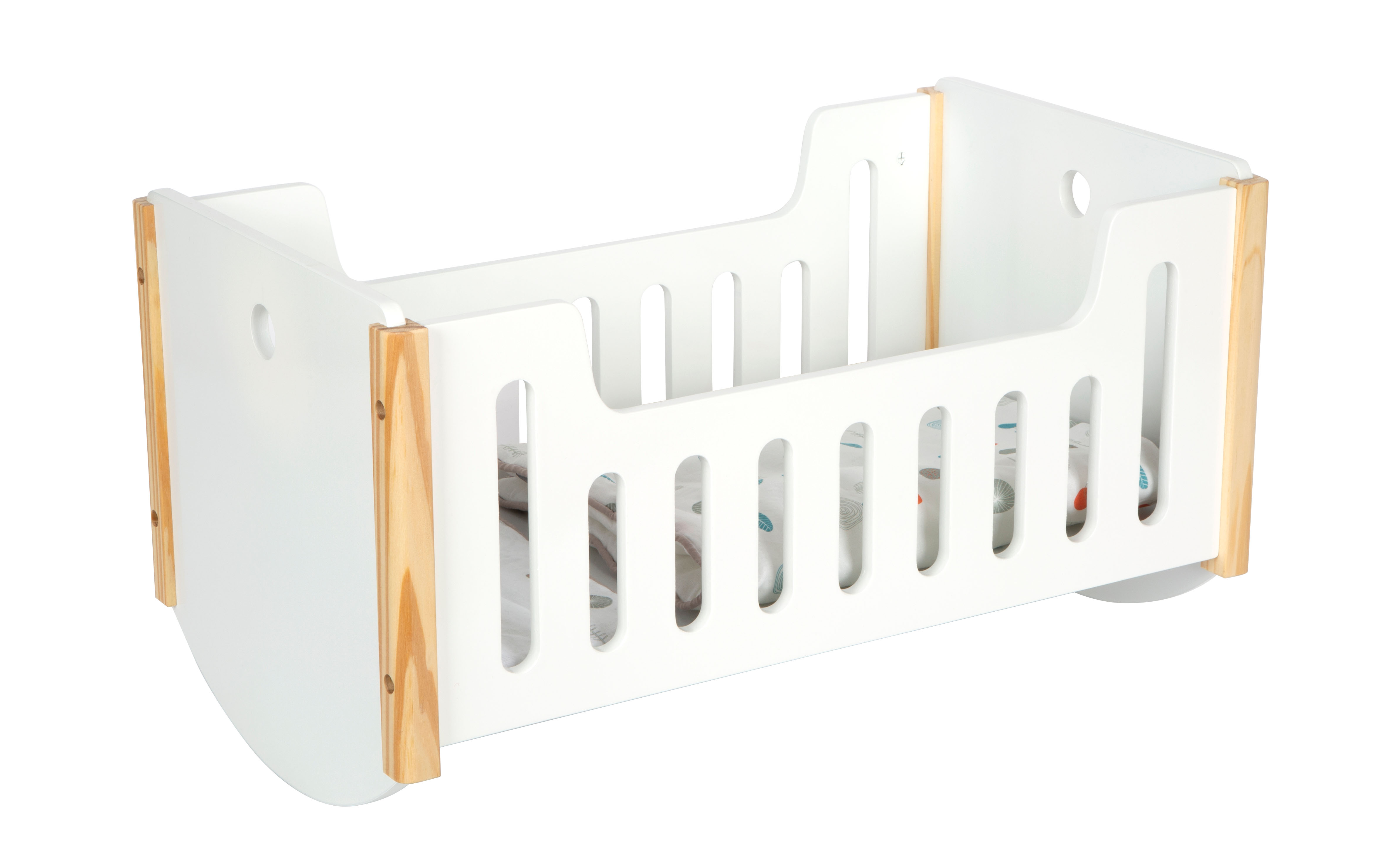 Puppenbett Zum Wiegen Little Button Schräg Bettwäsche Eingelegt