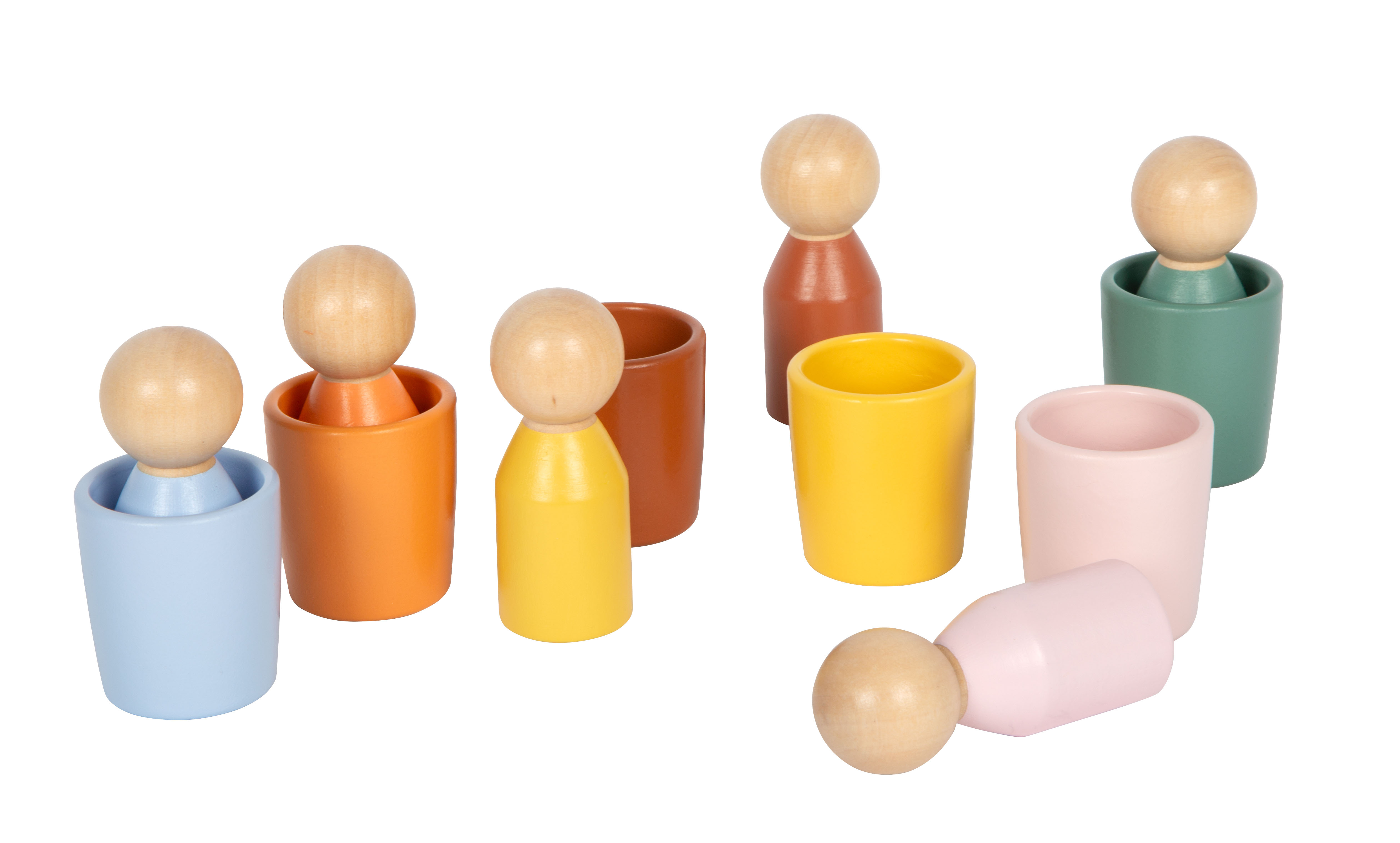 Montessori Becher Sortierspiel aus Holz für Kinder