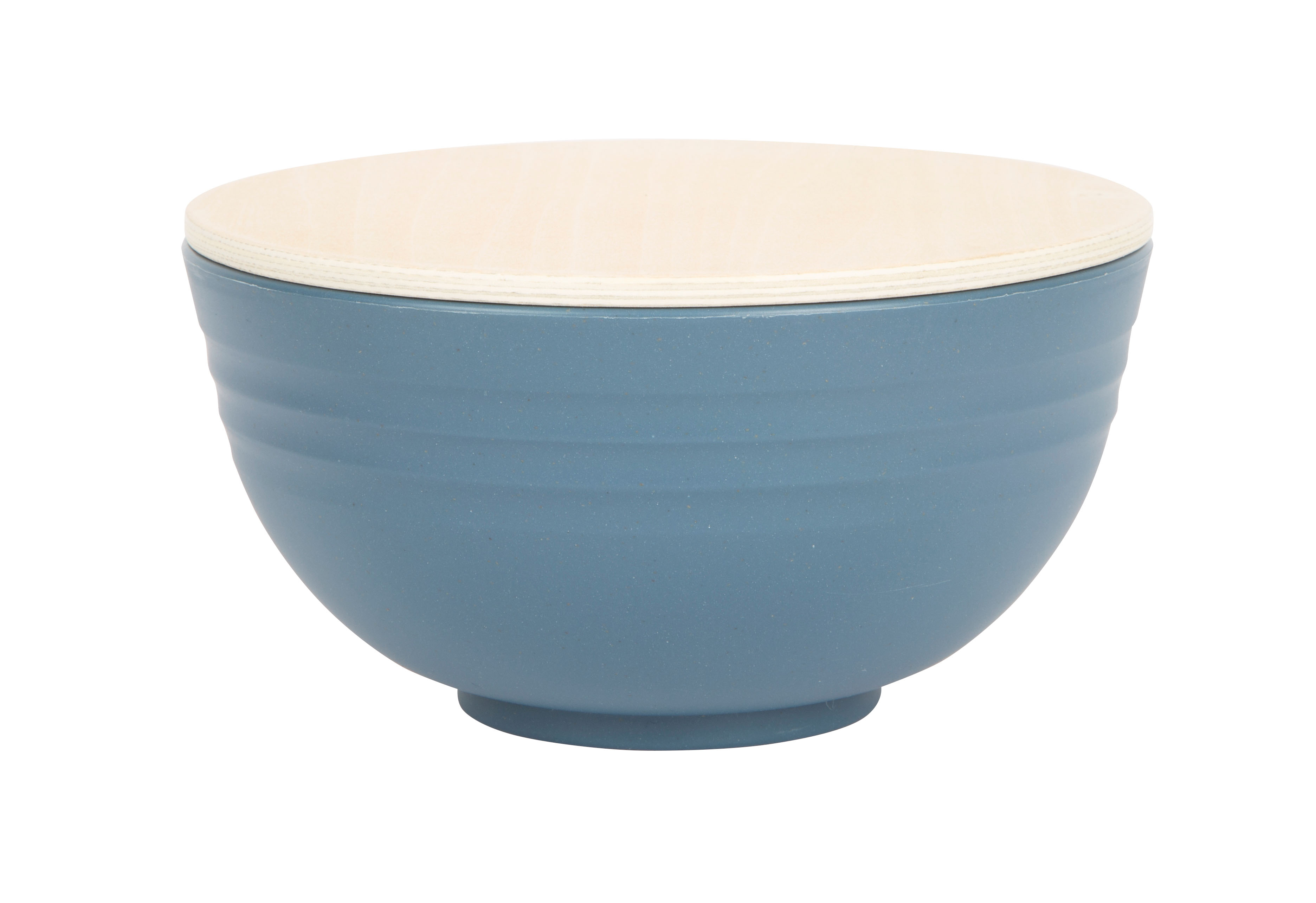 Blaue Salatschüssel mit Deckel für Spielküche
