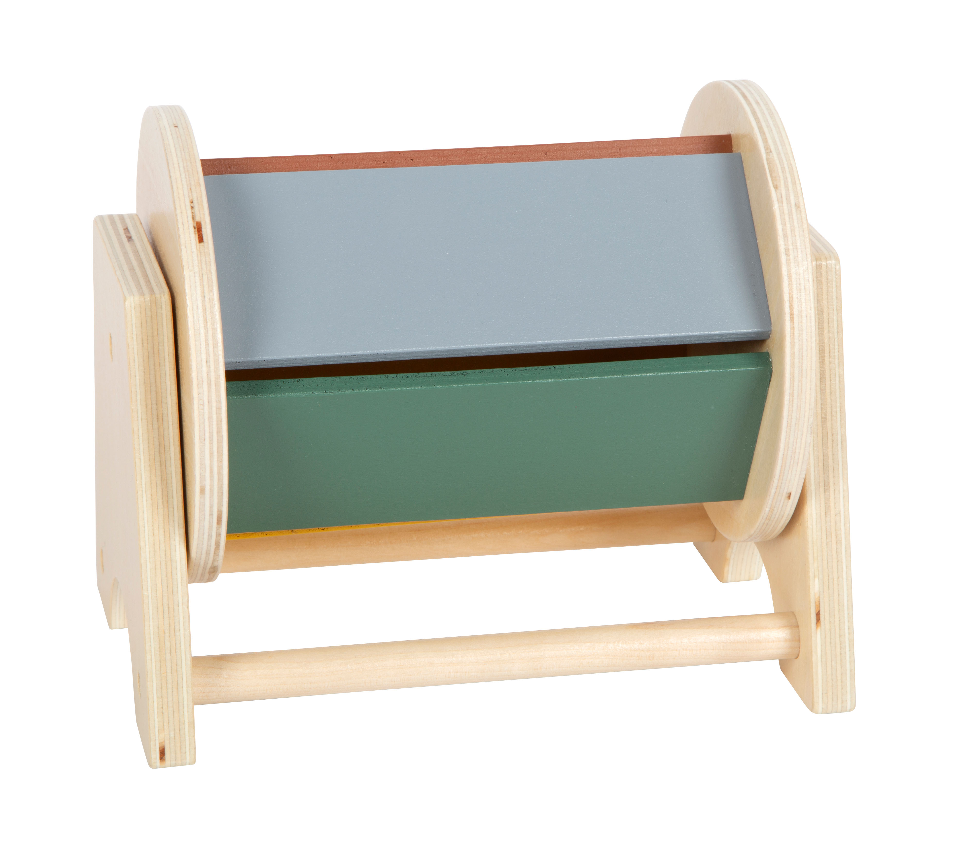 Montessori Drehtrommel in grün und blau aus Holz