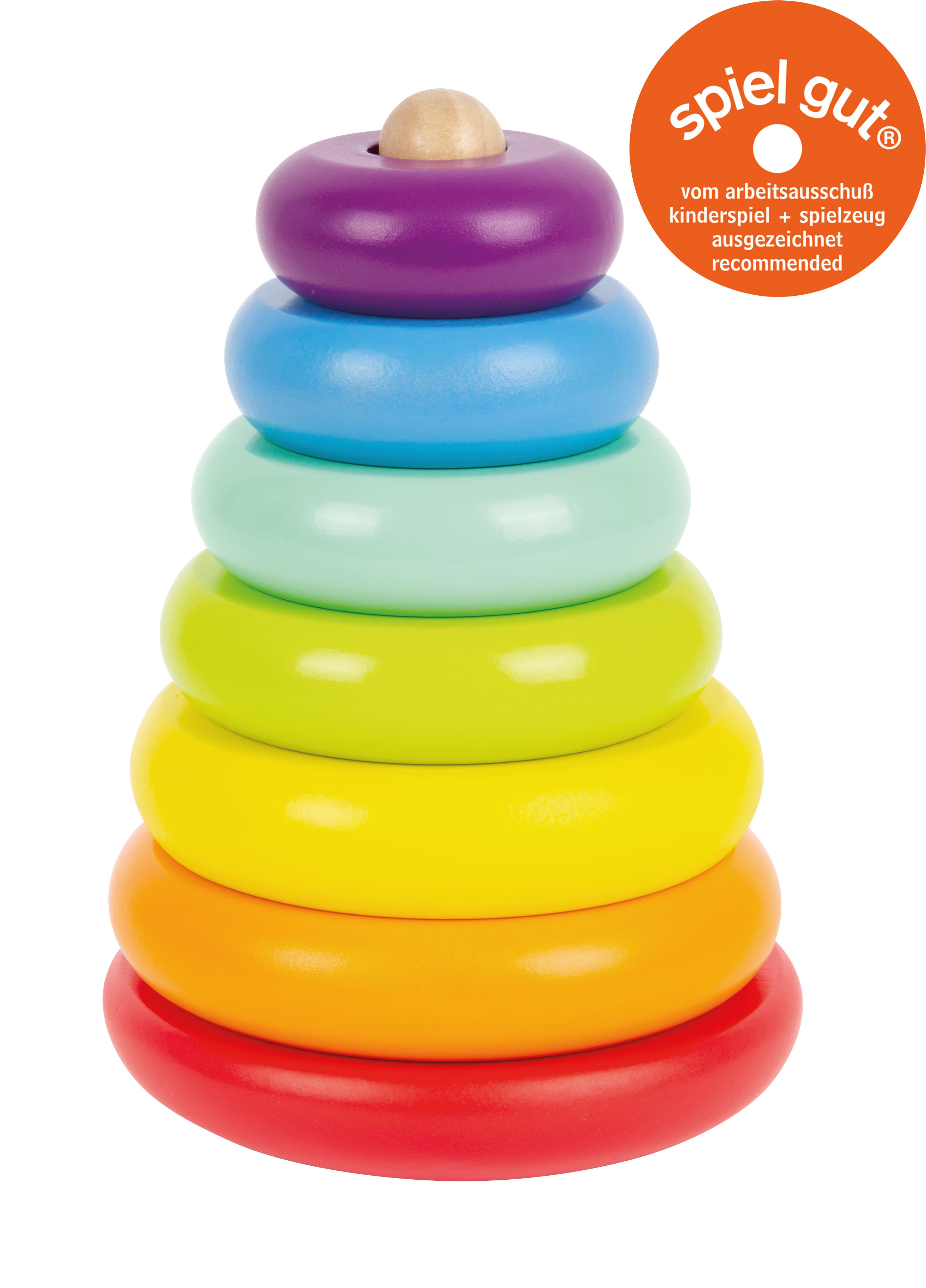 Stapelturm mit spiel gut Auszeichnung im Regenbogen-Design