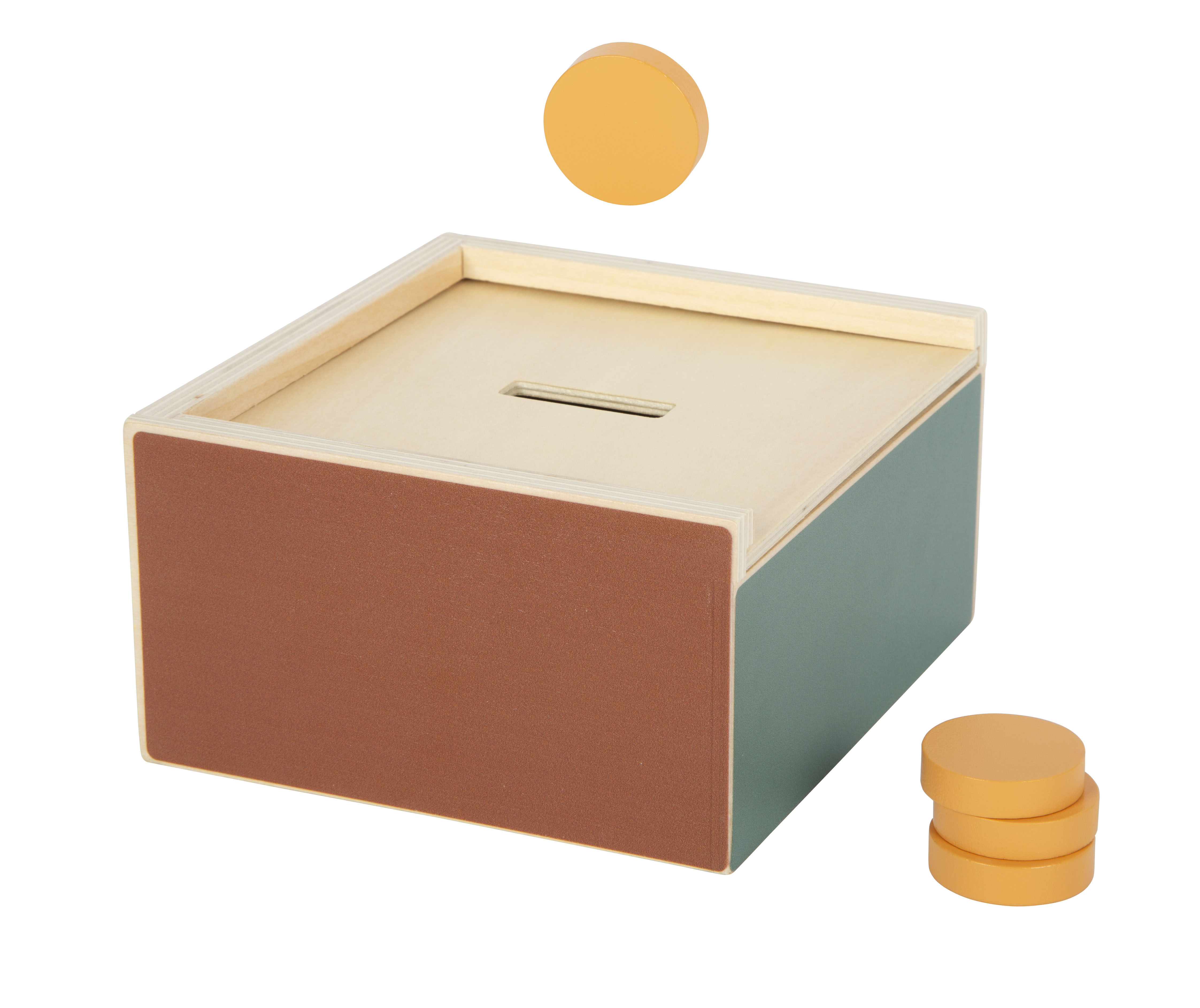 Coin-Einwurf beim Montessori-Steckspiel