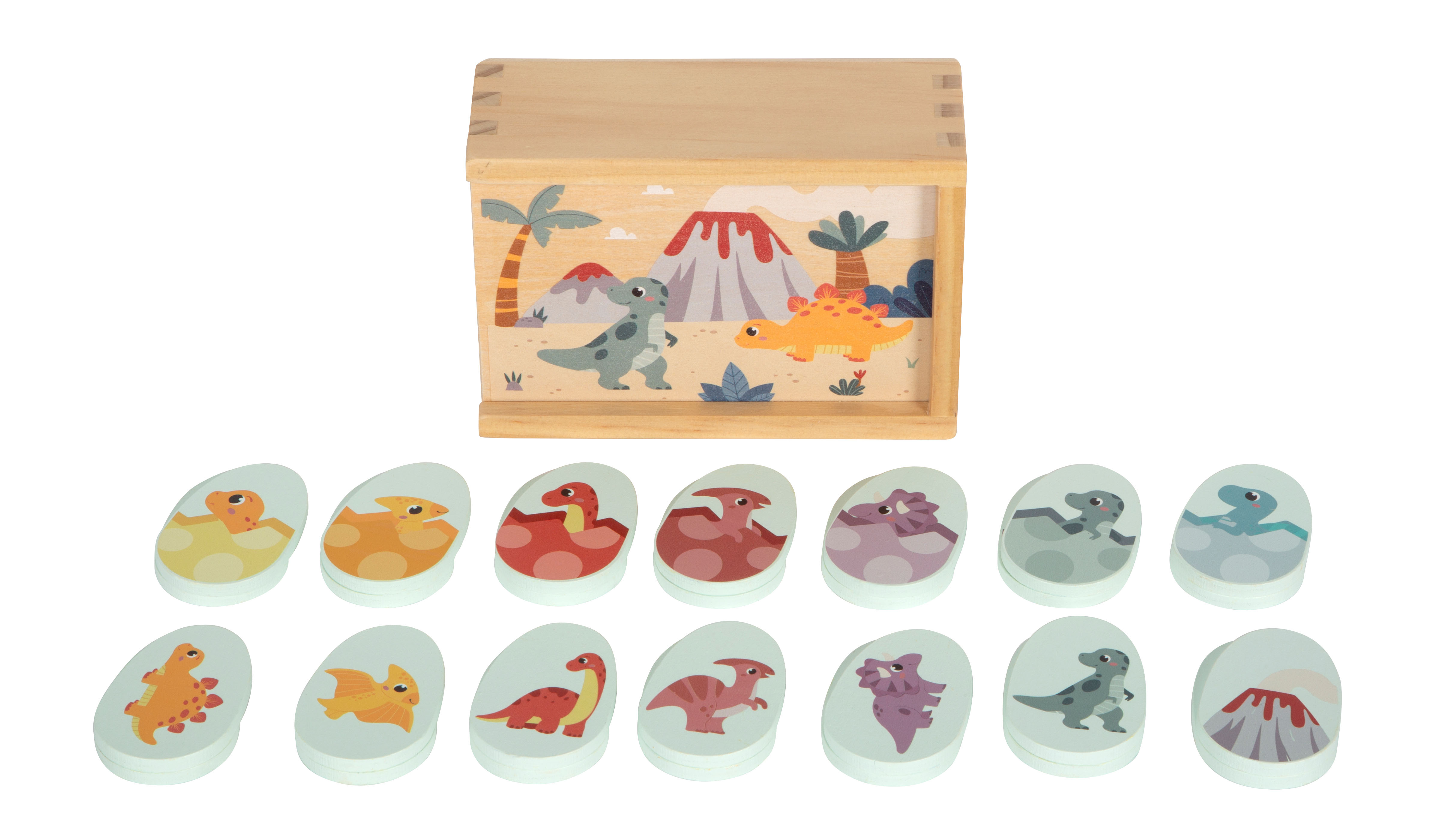 Memo Merkspiel mit Holzbox und Dinos