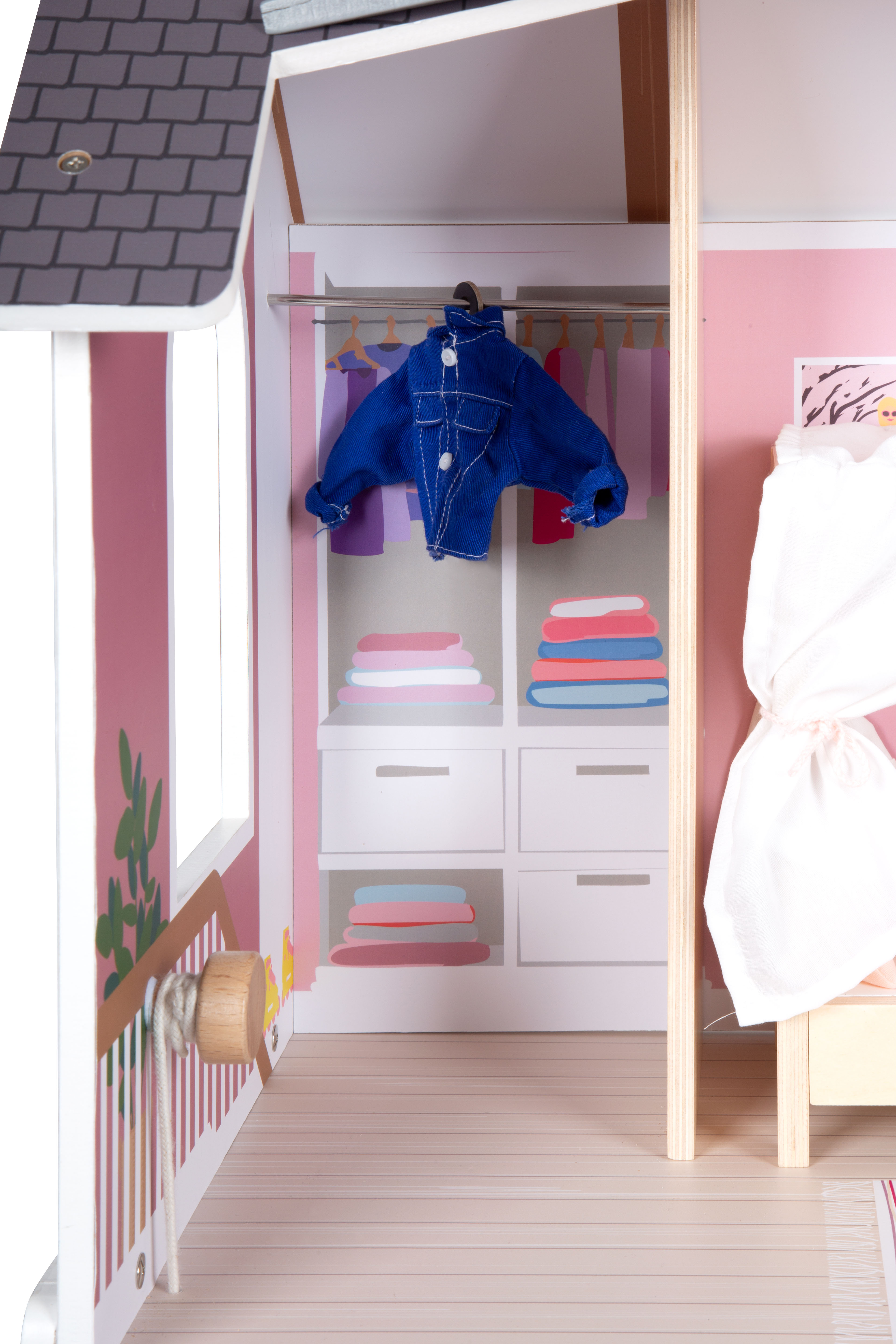 Puppenhaus XL begehbarer Kleiderschrank mit Stange