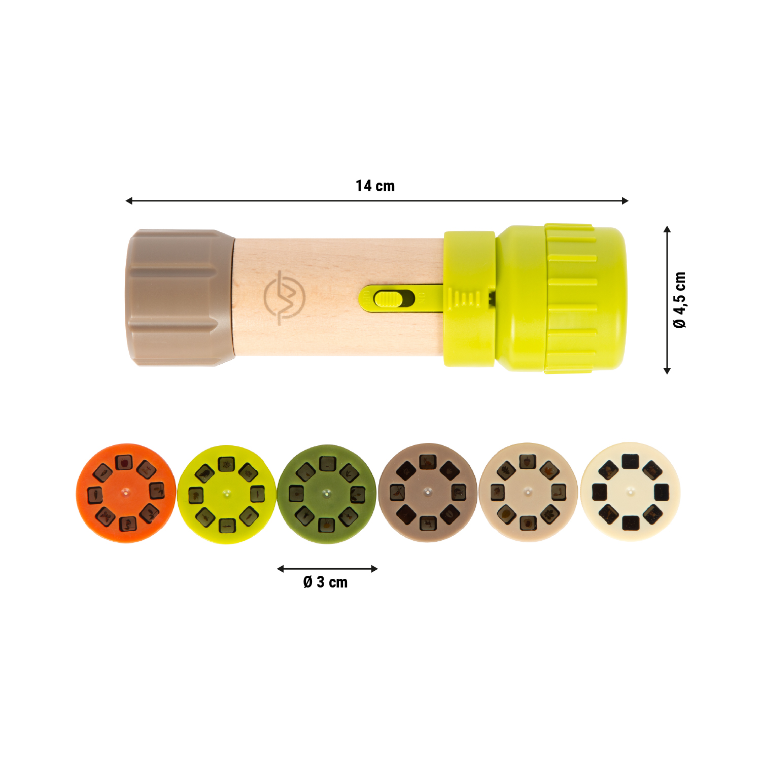 Projektor-Taschenlampe Größen-Skizze