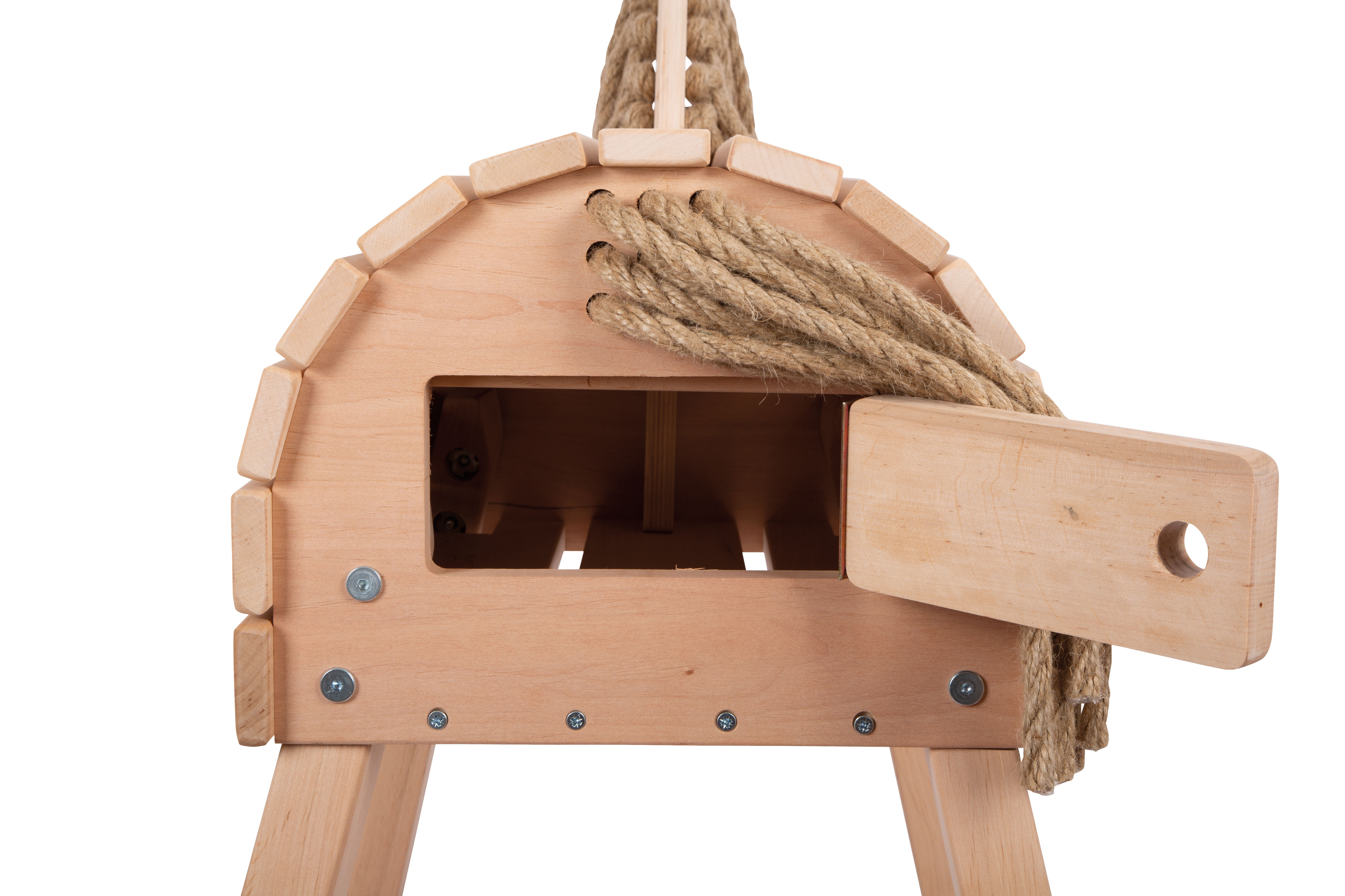 Holzpferd zum Reiten mit Stauraum im Inneren für Zubehör