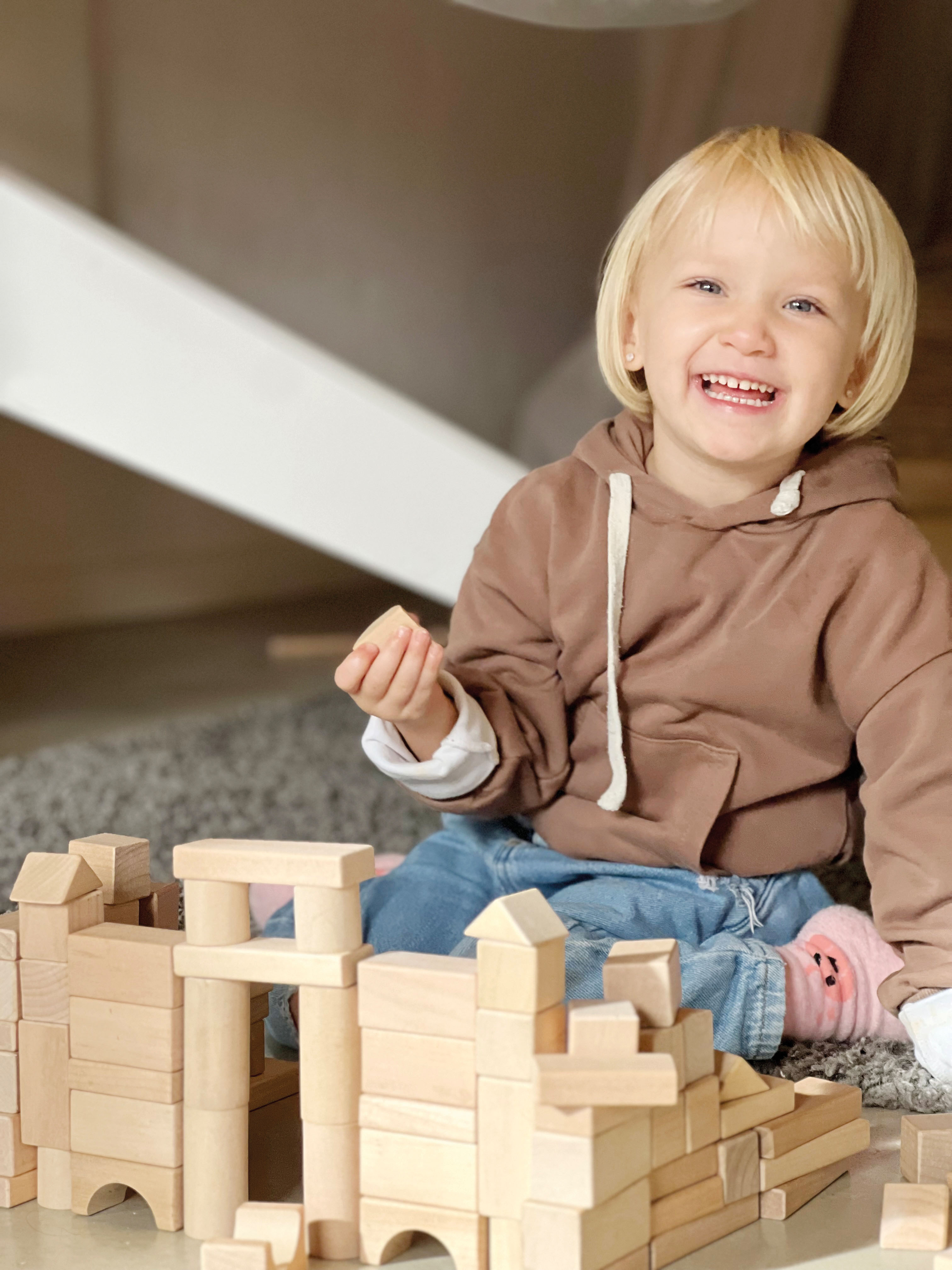 Holzbausteine Natur 100er-Pack im Beutel für Kinder