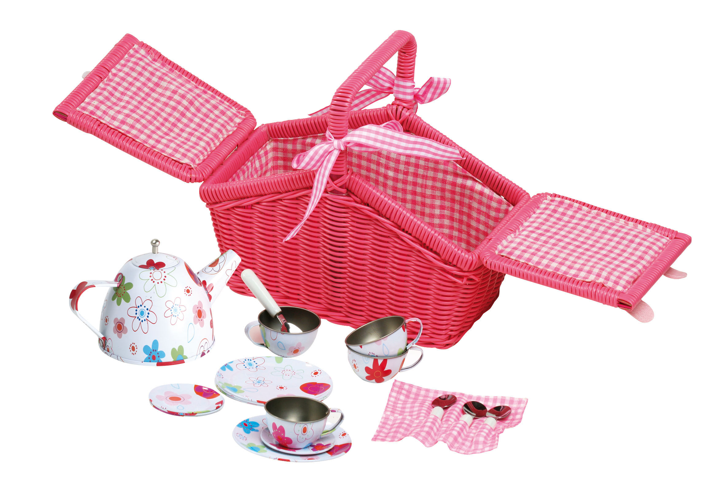Pinker Picknickkorb mit Zubehör