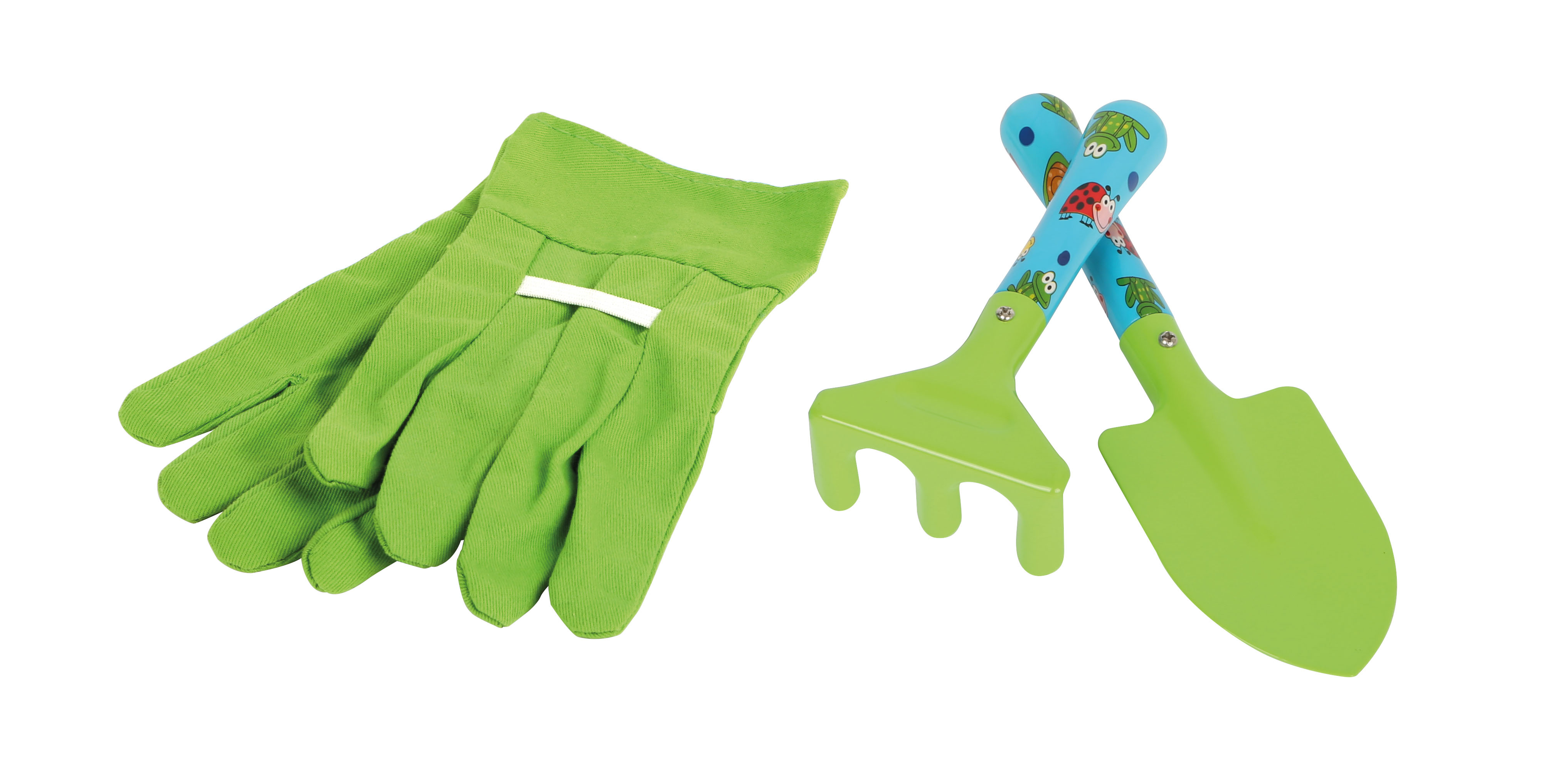 Handschuhe und Gartengeräte für Kinder