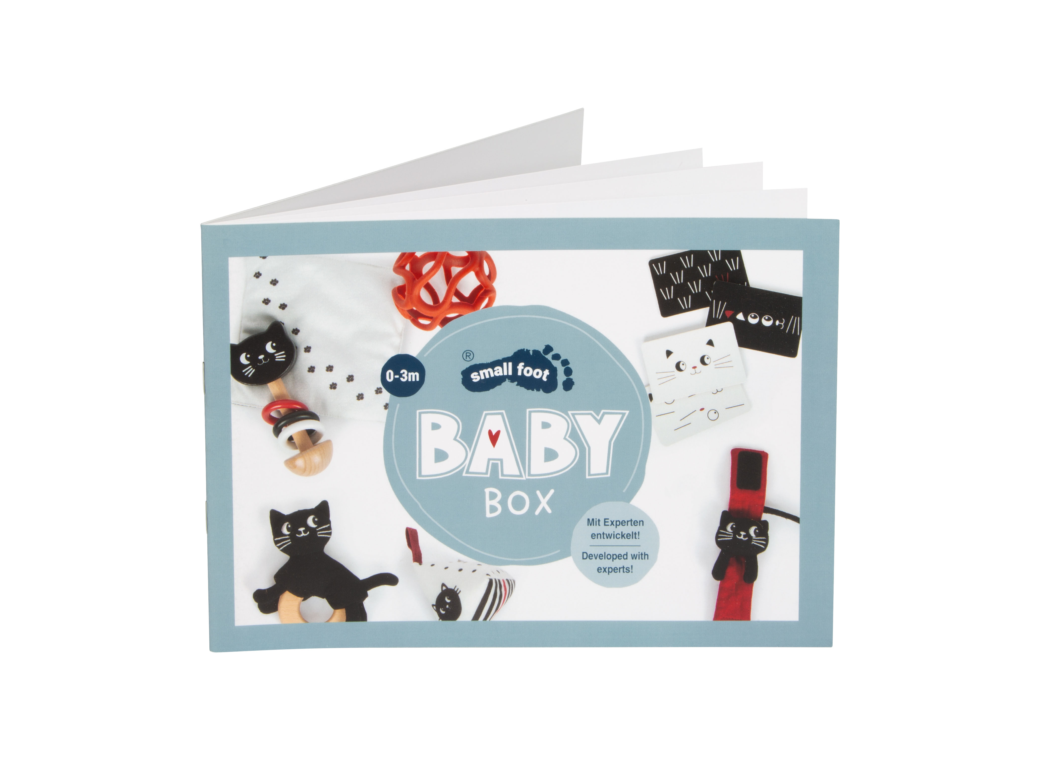 Baby-Box, Baby-Spielzeug, Holzspielzeug, Blauer Rahmen, 0-3 Monate, Baby-Box, Karten-Set, Spielzeug, Kleinkind, Accessoires