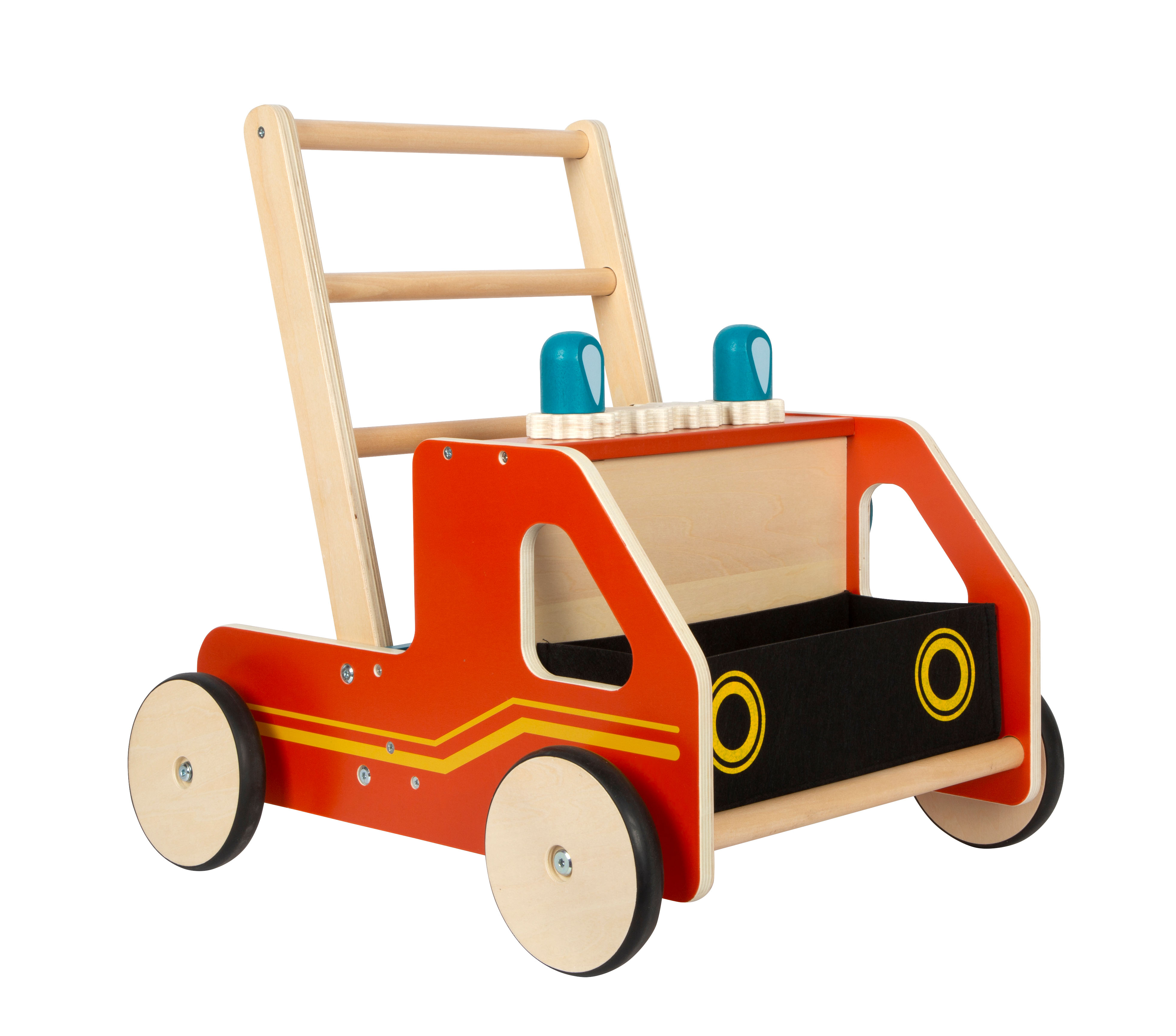Holz-Lauflernwagen als Feuerwehrauto