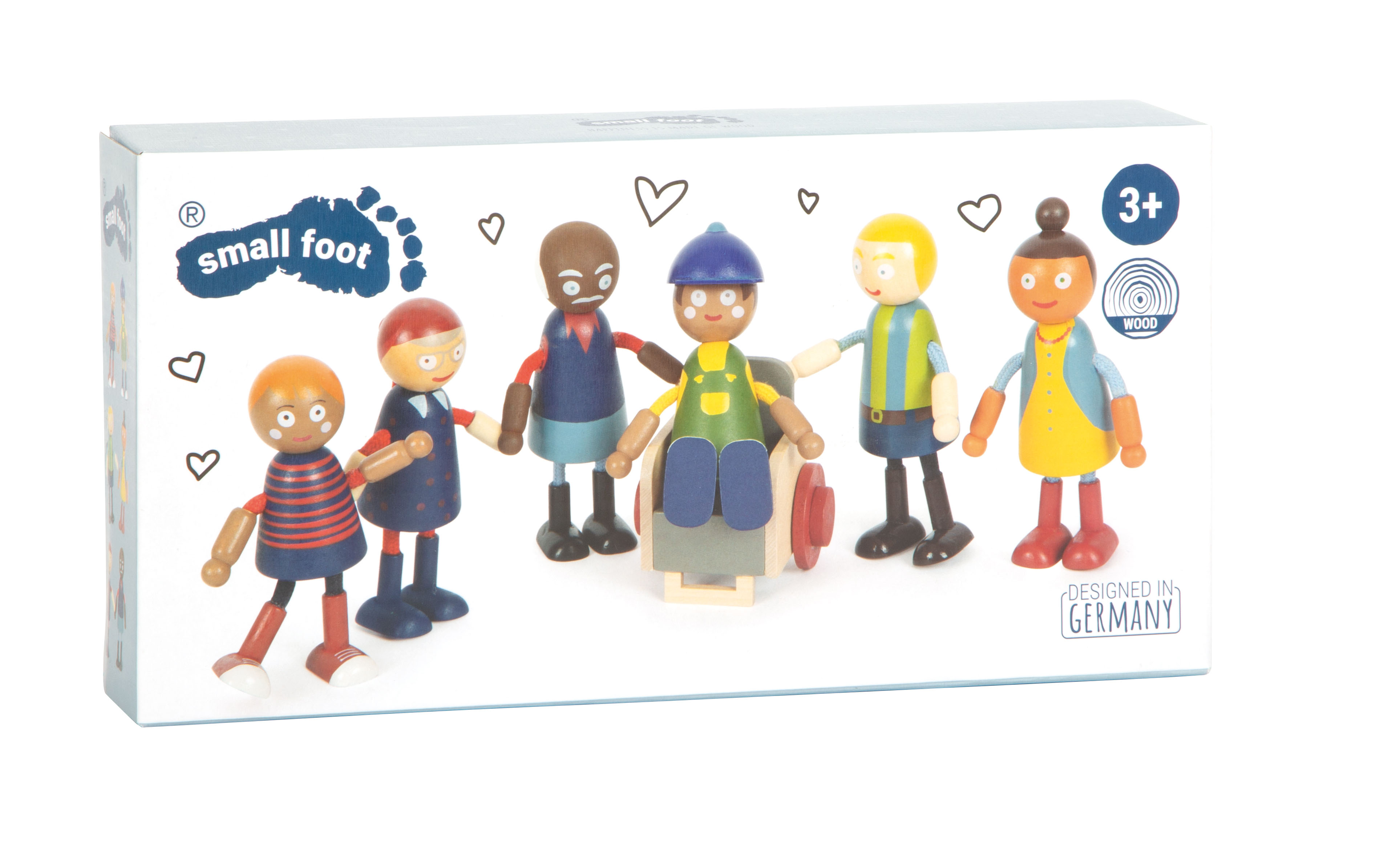 Biegepuppen-Familie mit Rollstuhl für Kinder