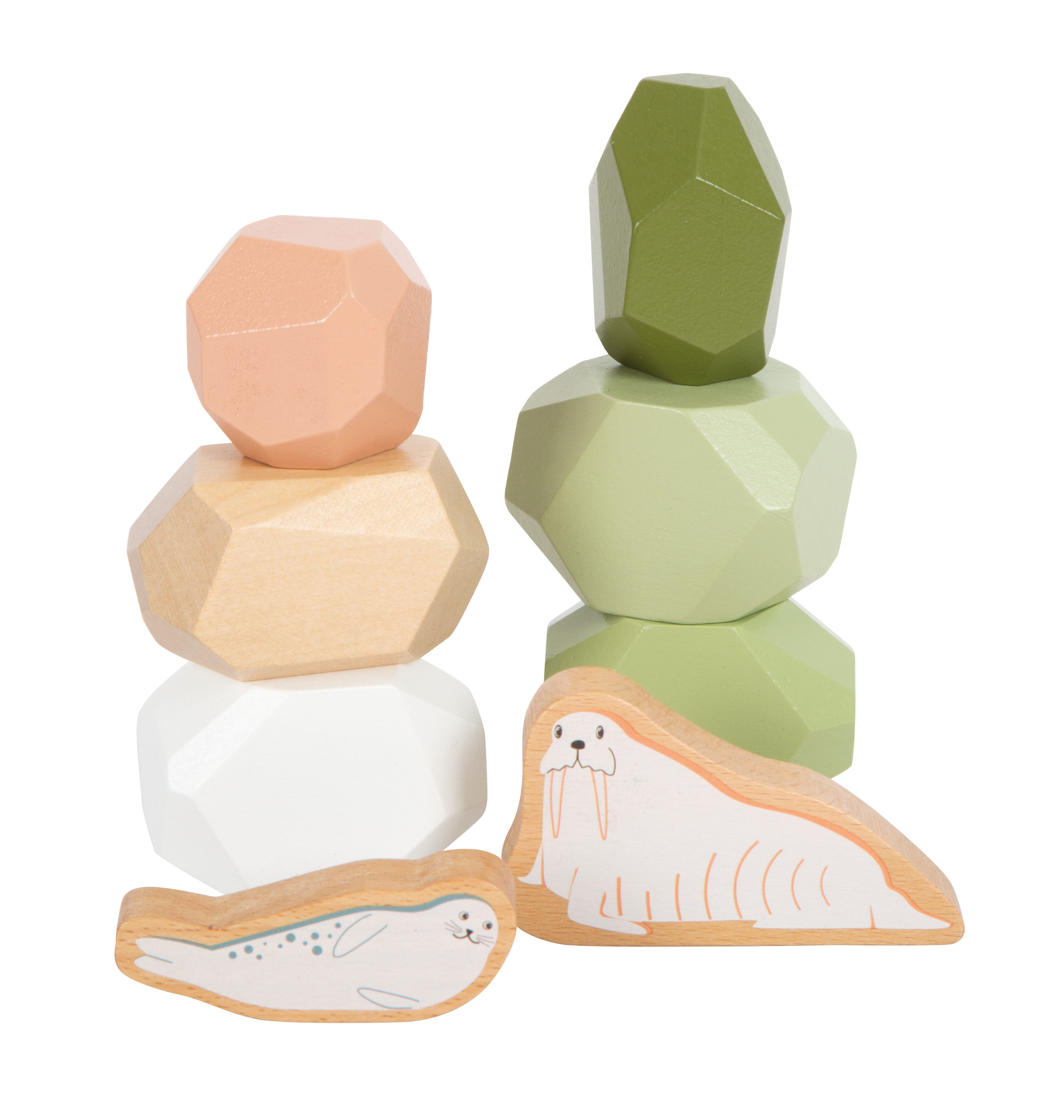 Balancier-Holzbausteine mit Eisbär-Figur