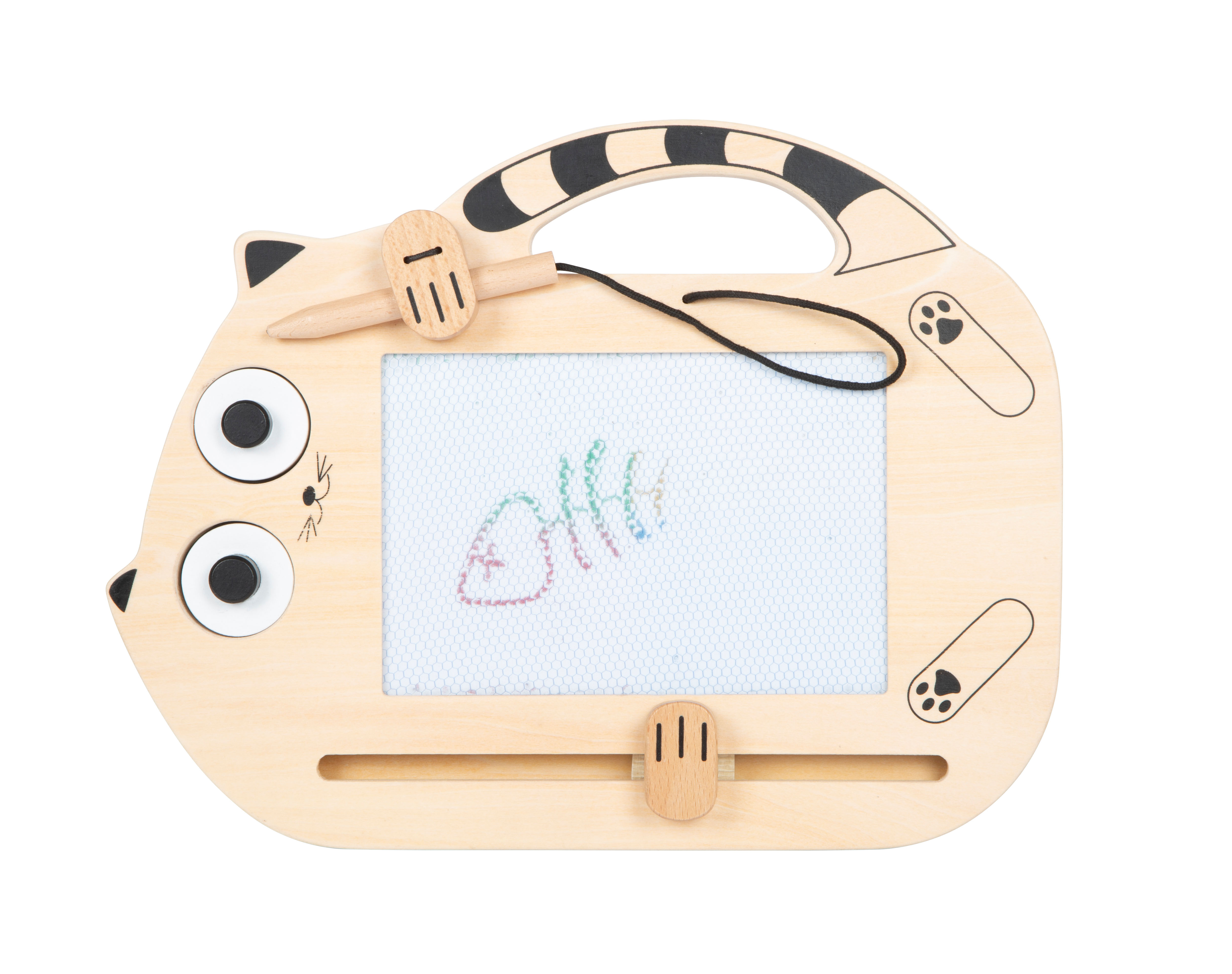 Halb weggewischtes Bild magnetische Zaubertafel Katze
