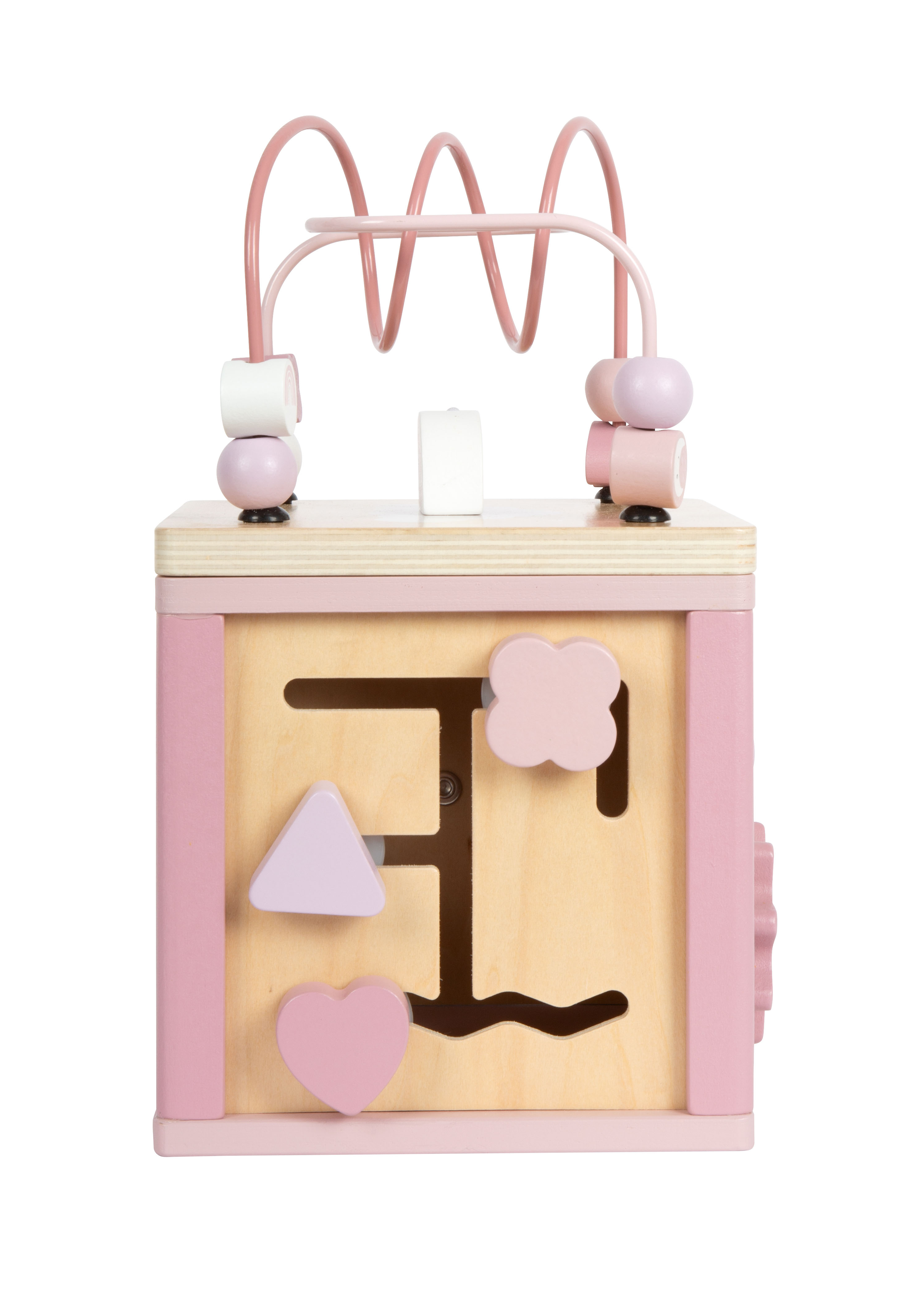 Motorikwürfel aus Holz mit Schiebespiel für Kinder