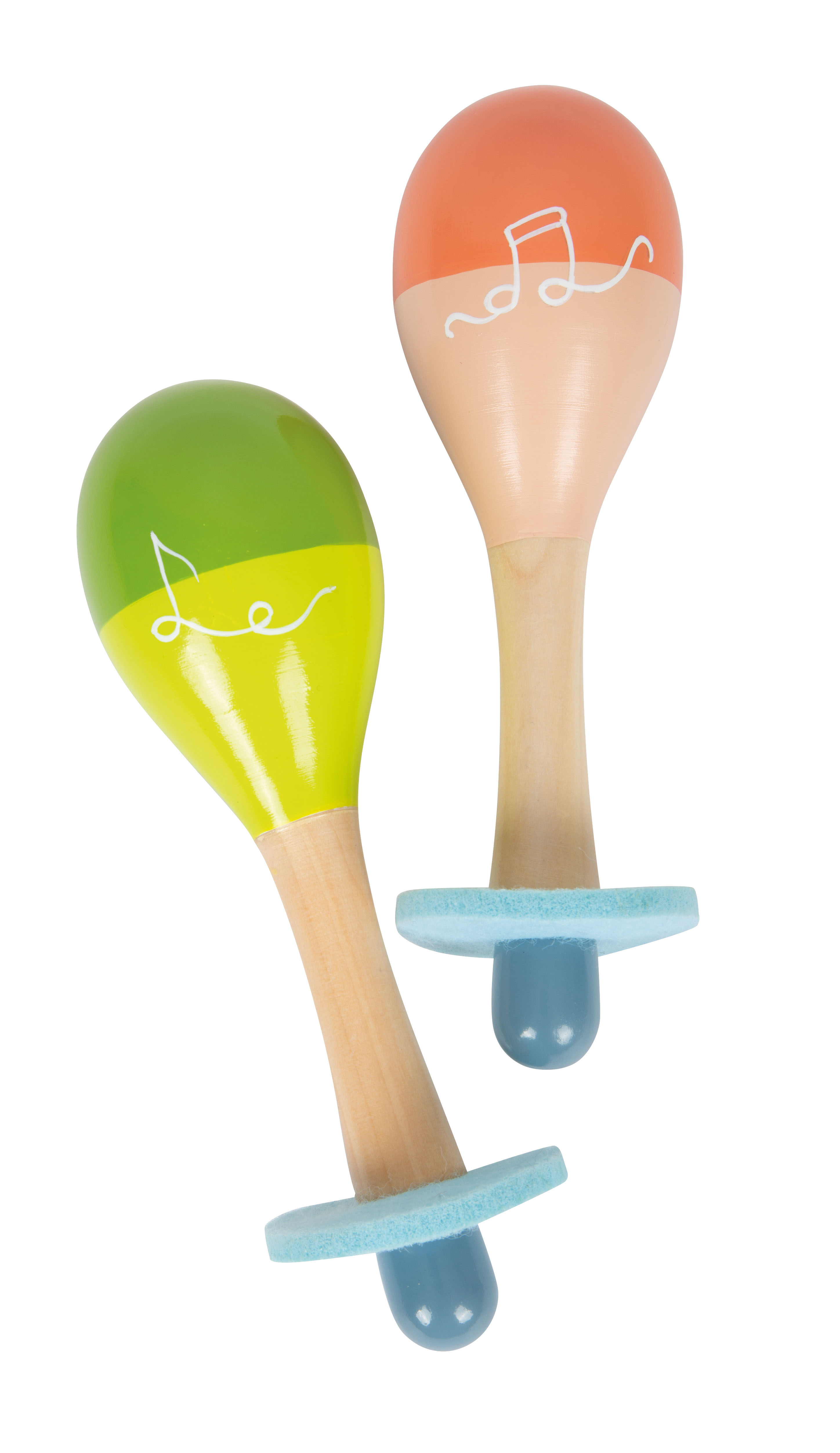 Zwei Maracas aus Holz für Kinder