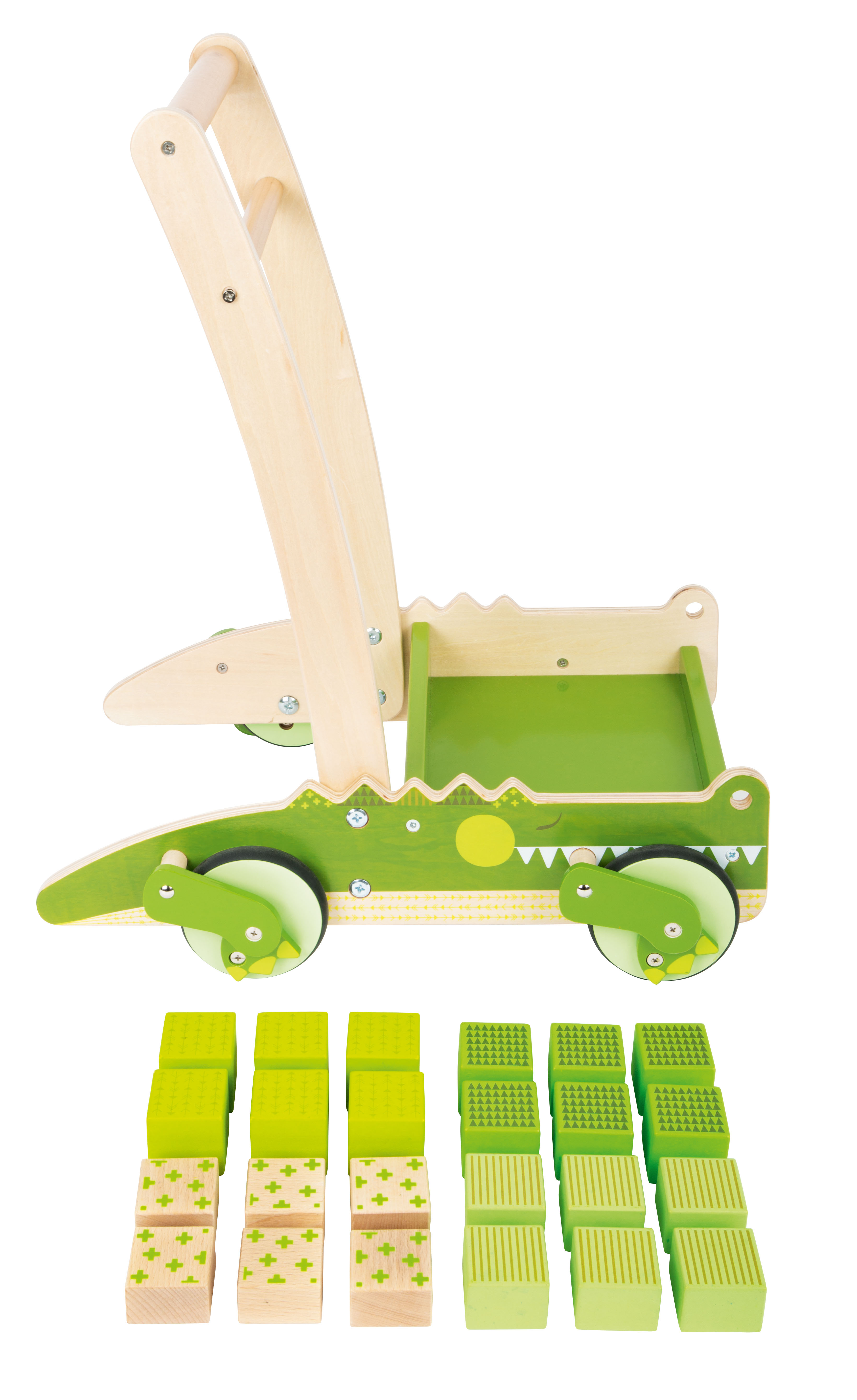Krokodil Lauflernwagen für Kinder mit Spiel-Bauklötzen