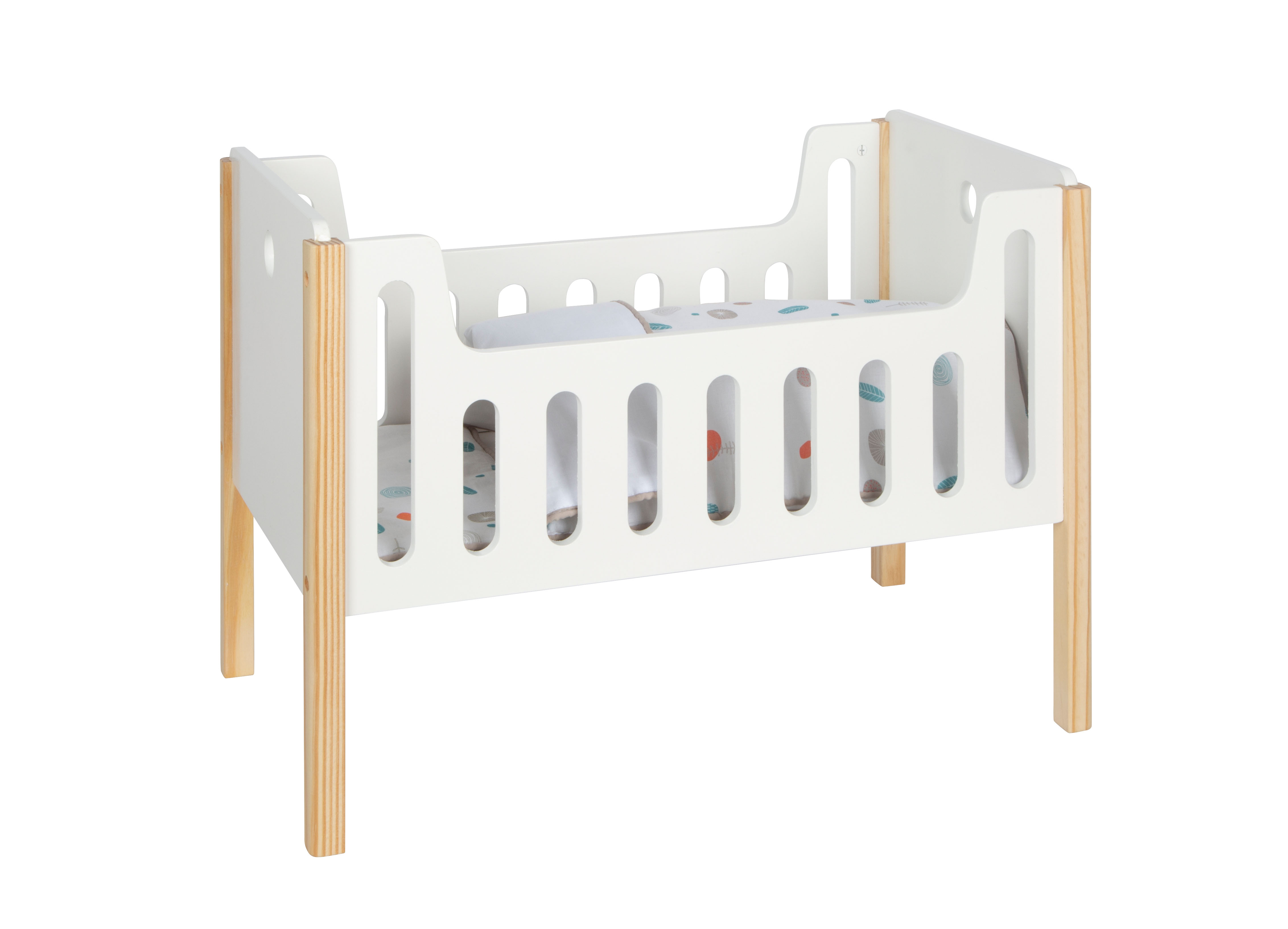 Weißes Puppenbett aus Holz