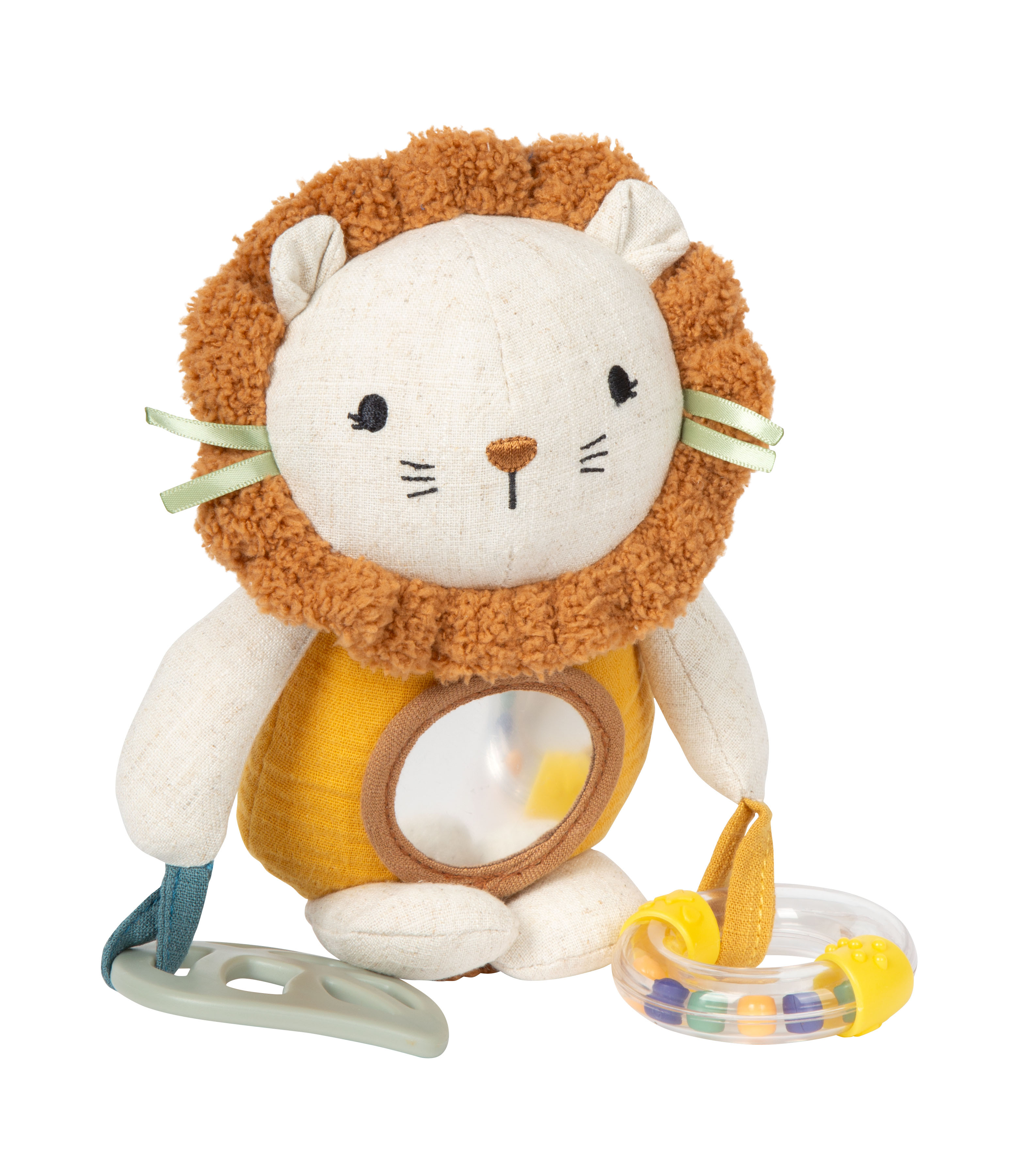 Babyspielzeug Löwe mit Spiegel, Beißring und Rassel
