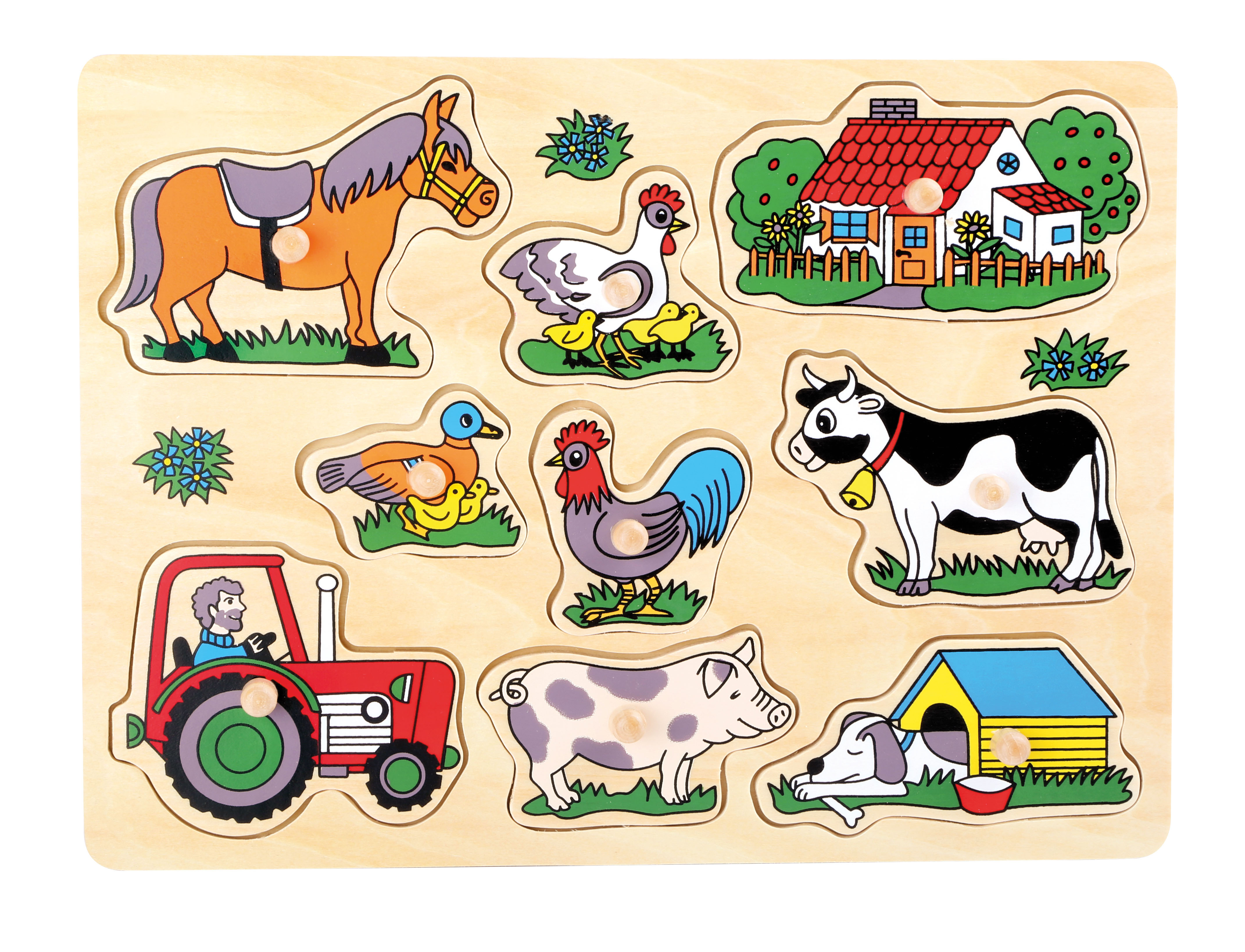 Setzpuzzle aus Holz mit Bauernhof-Motiven