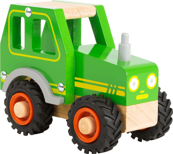 Grüner Traktor zum Spielen aus Holz
