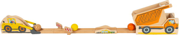 Kugelbahn aus Holz im Baustellen-Design