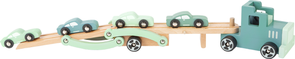 Transporter mit Spielzeugautos aus Holz