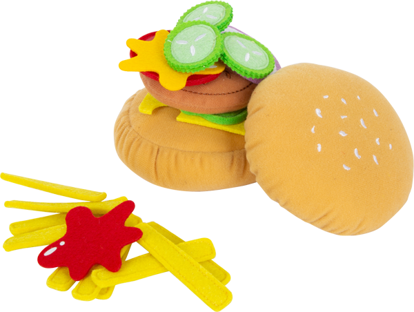 Stoff-Hamburger mit Pommes