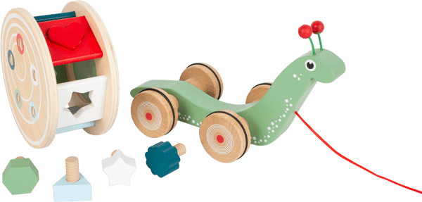 Nachzieh Schnecke Steckspiel Motorikschleife Babyspielzeug Holz Steckbausteine 