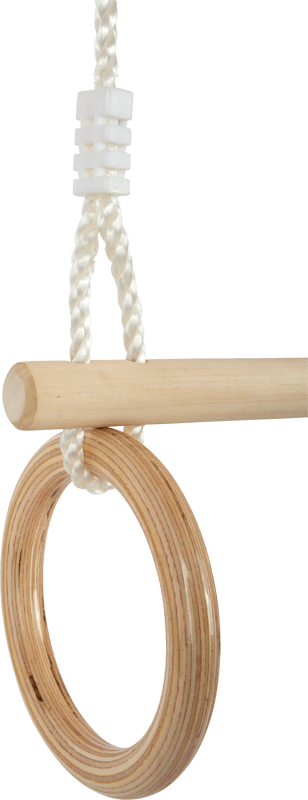 Trapèze avec anneaux de gymnastique en bois